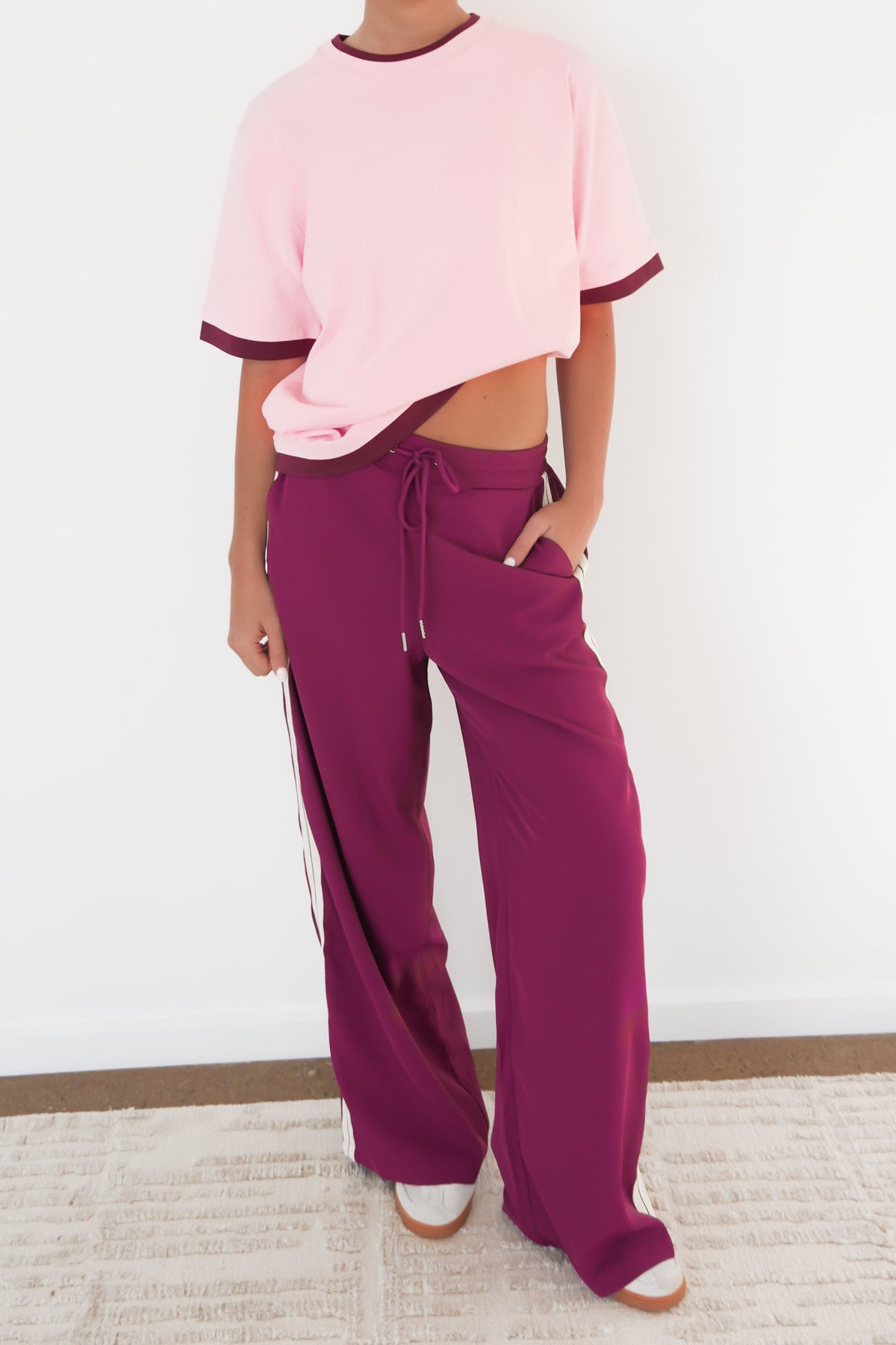Noah Oversized Contrast Tee Pink Wine