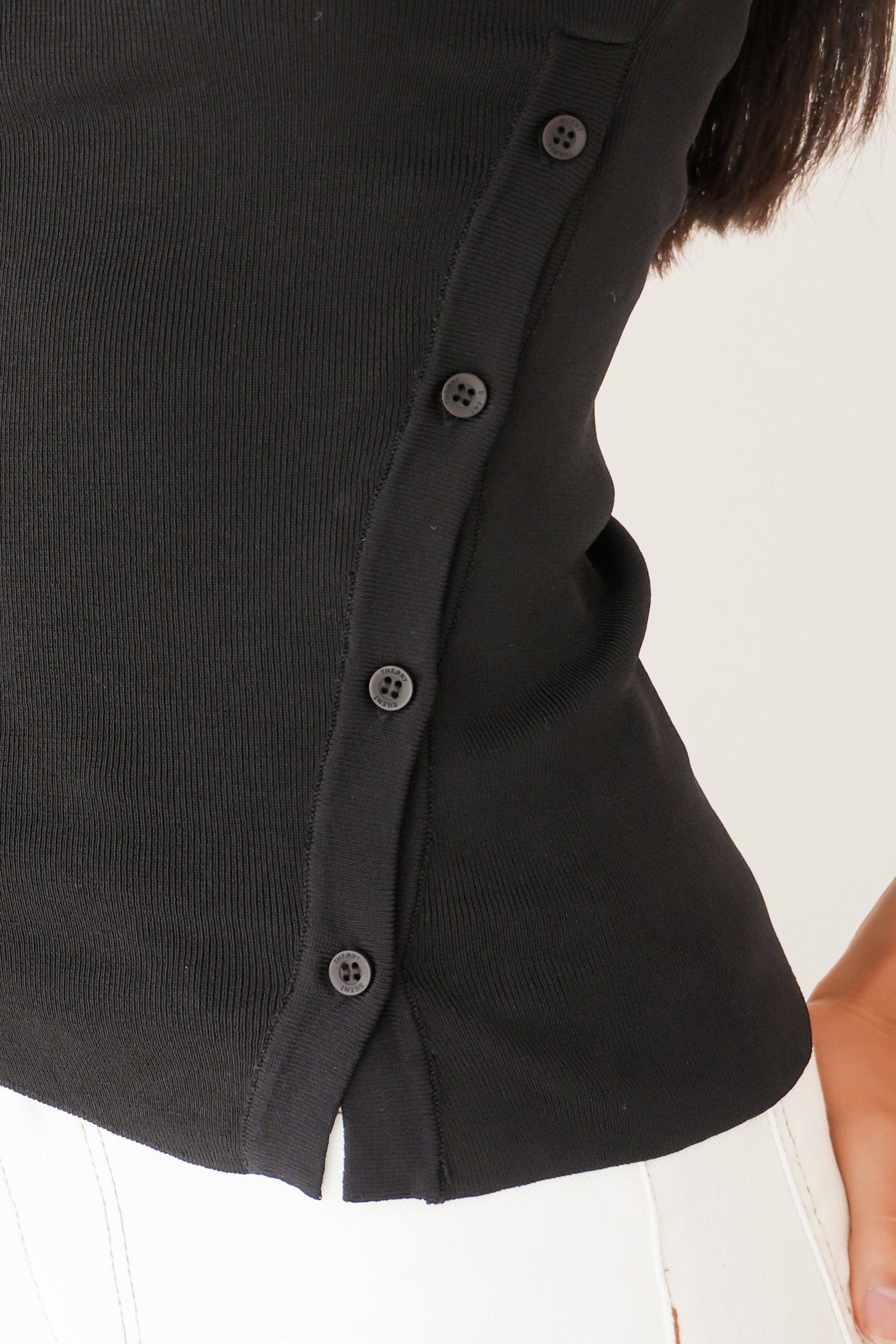 Ollie Button Down Knit Tank Black