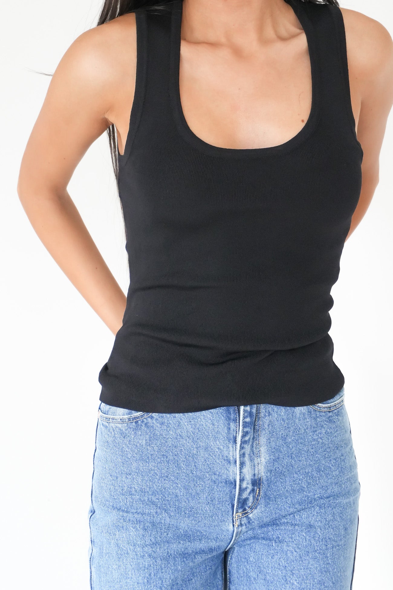 Ollie Scoop Knit Tank Black