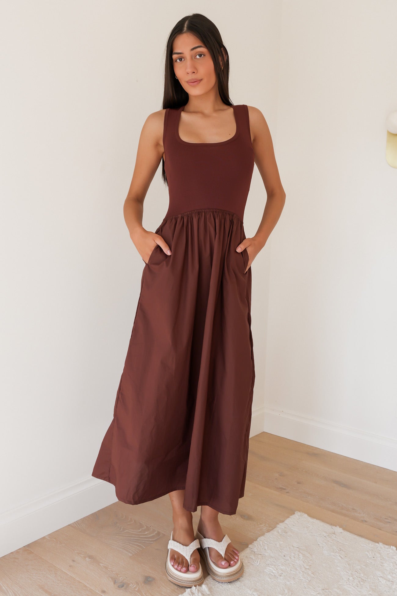 Ollie Scoop Neck Maxi Dress Cherry