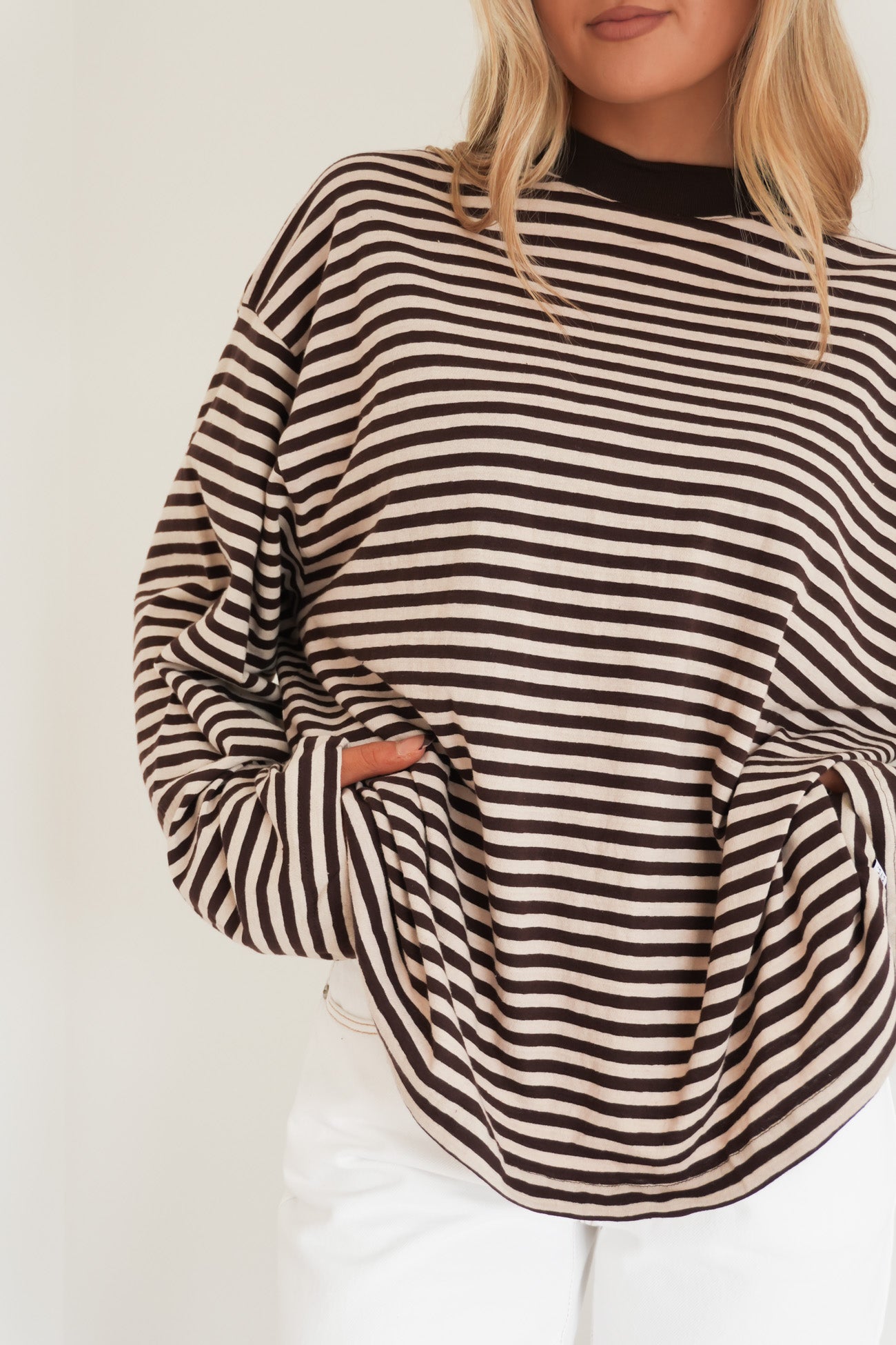 Paloma Long Sleeve Stripe Tee Brown