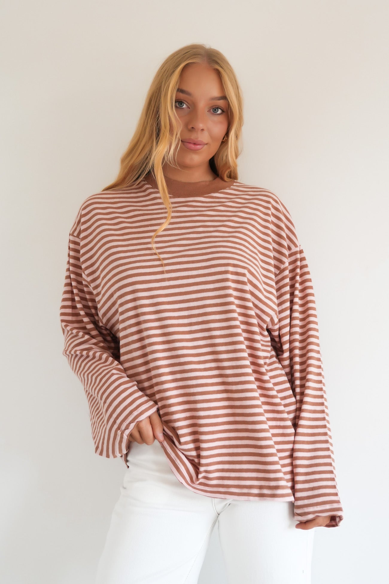 Paloma Long Sleeve Stripe Tee Cinnamon