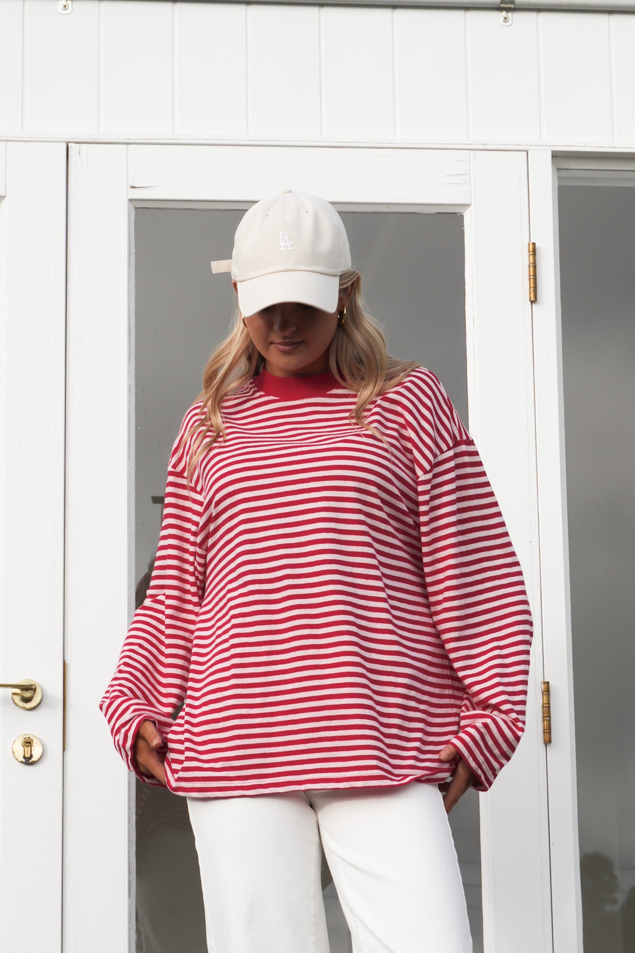 Paloma Long Sleeve Stripe Tee Red