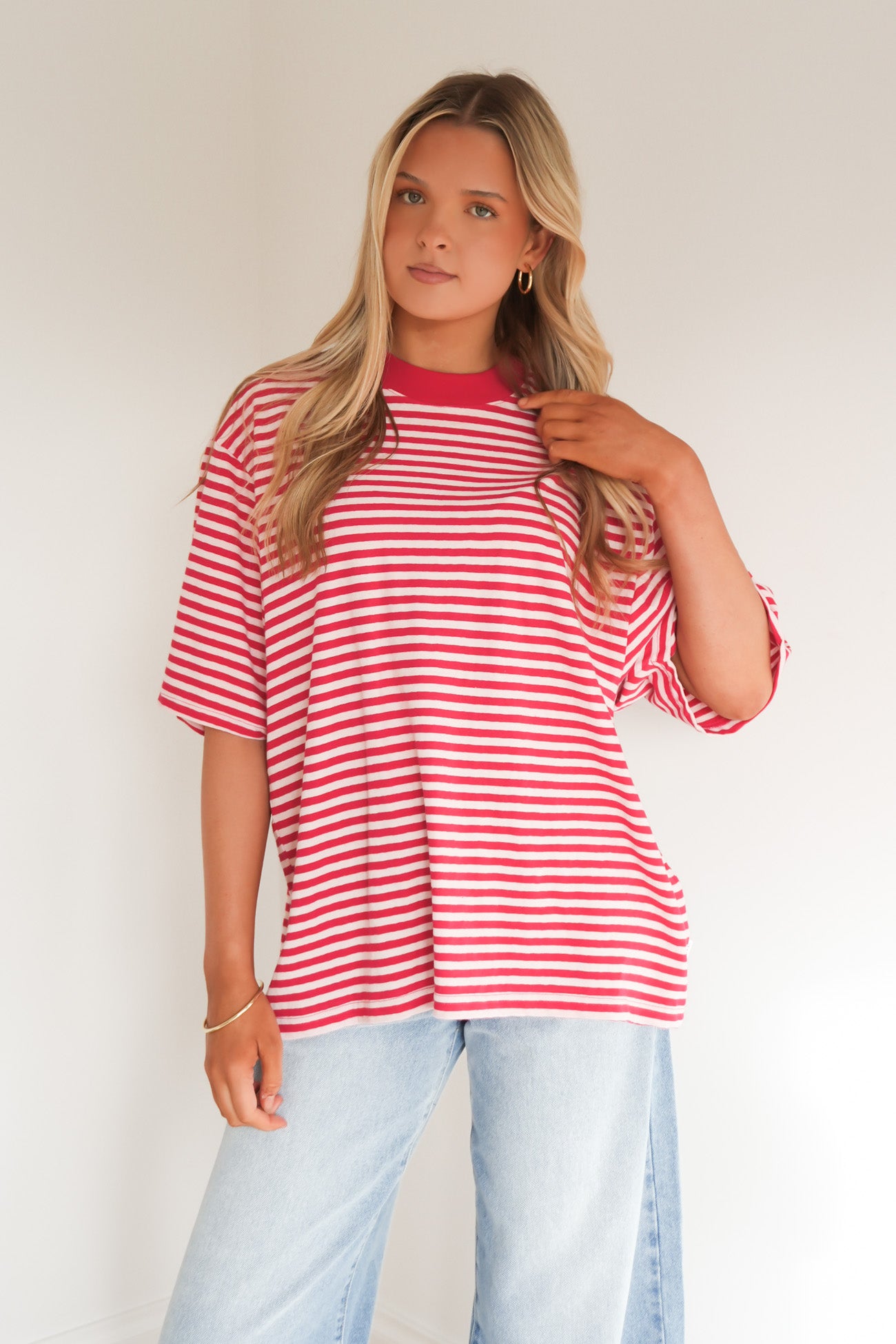 Paloma Oversized Stripe Tee Red