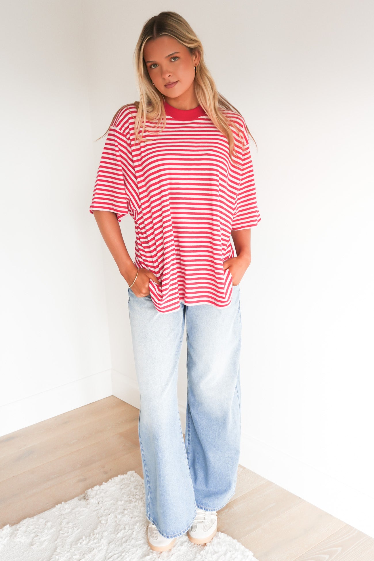 Paloma Oversized Stripe Tee Red
