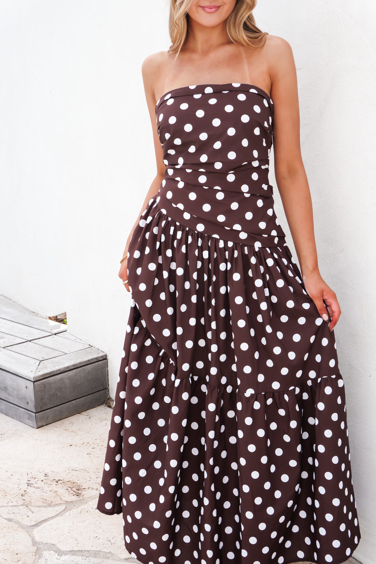Pamela Maxi Dress Chocolate Polka Dot