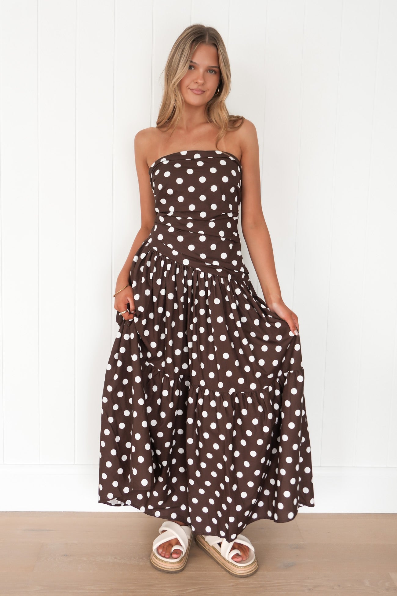Pamela Maxi Dress Chocolate Polka Dot