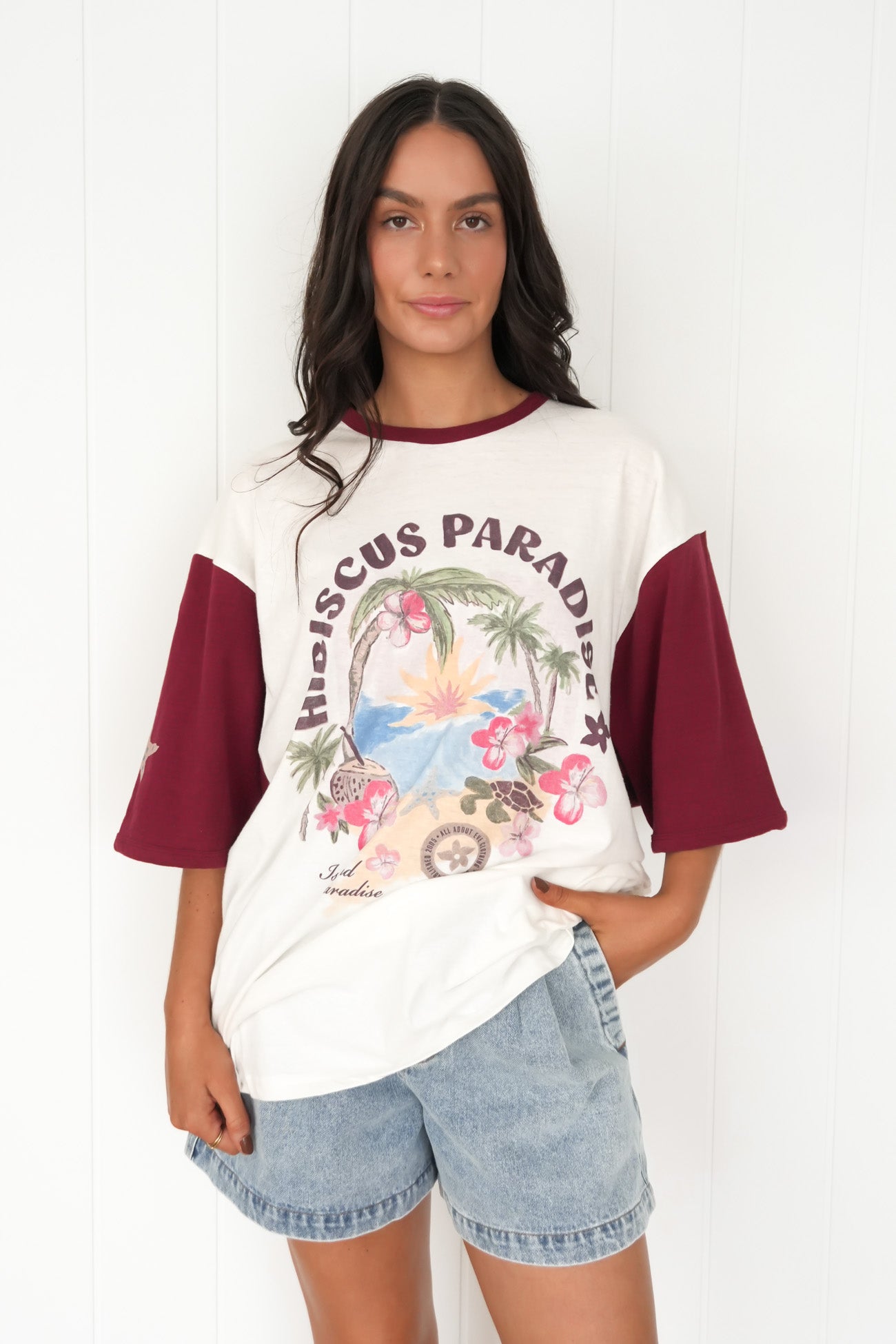 Paradise Oversized Tee Wine