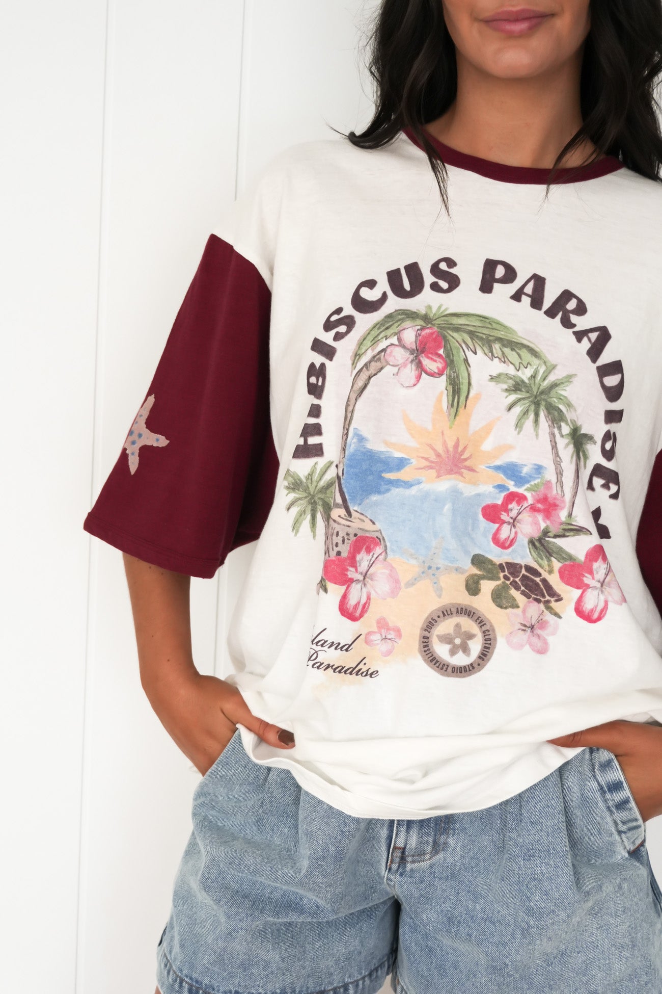 Paradise Oversized Tee Wine