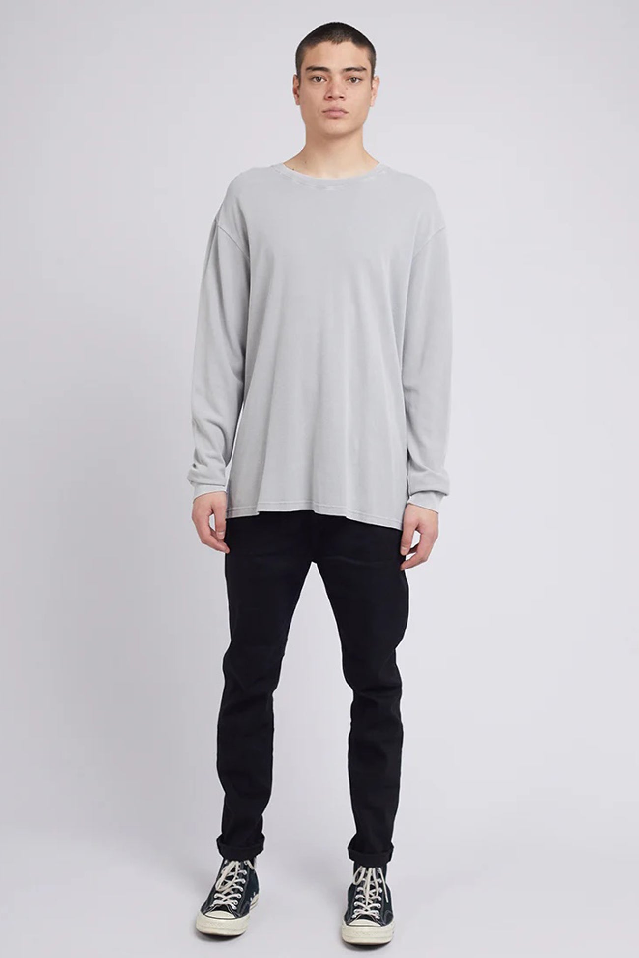 Pique Long Sleeve Tee Grey