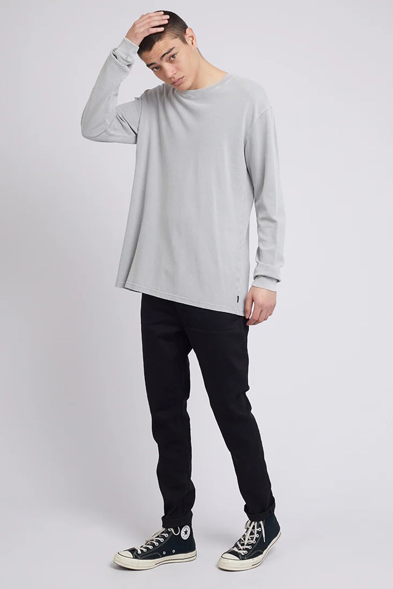 Pique Long Sleeve Tee Grey