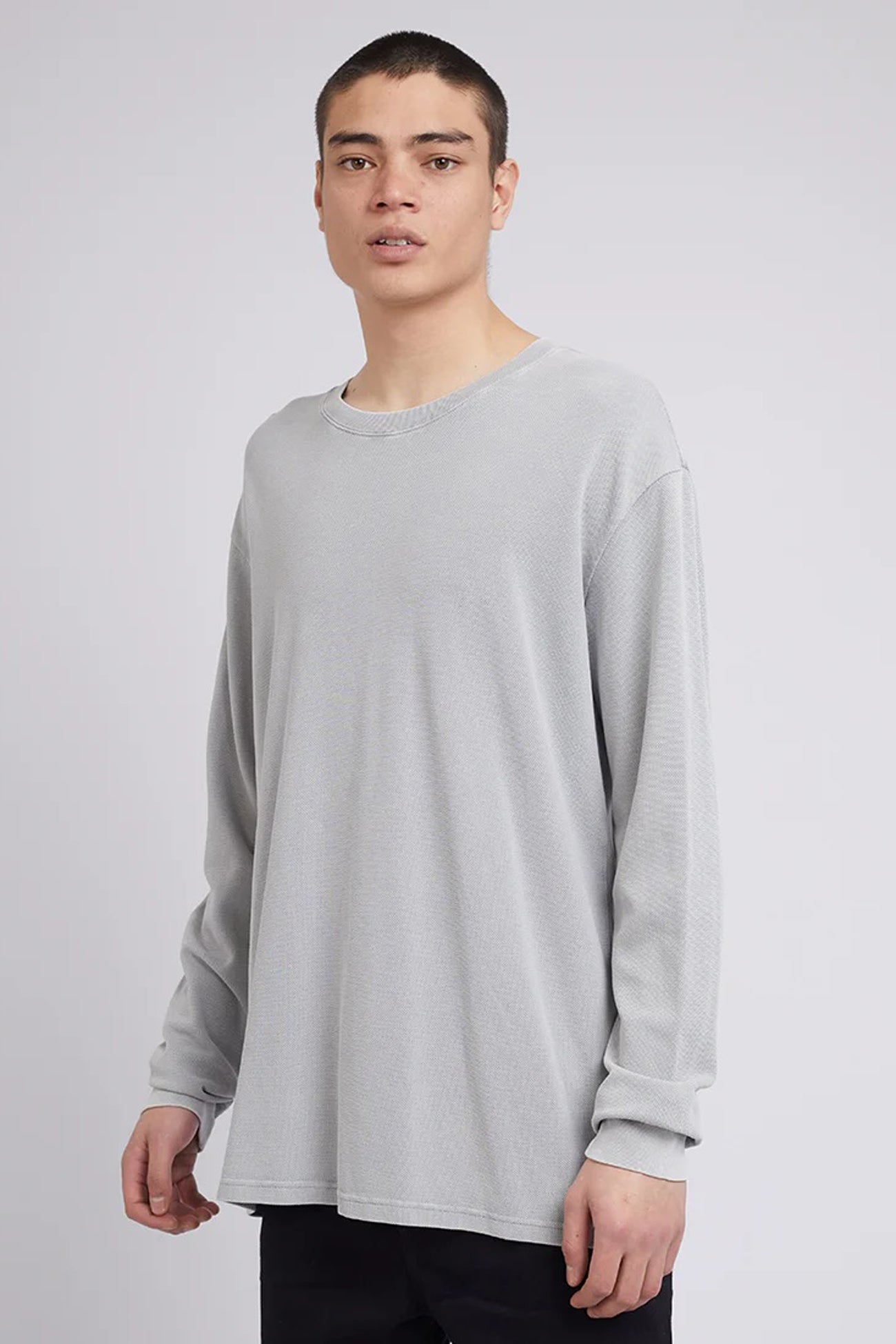 Pique Long Sleeve Tee Grey