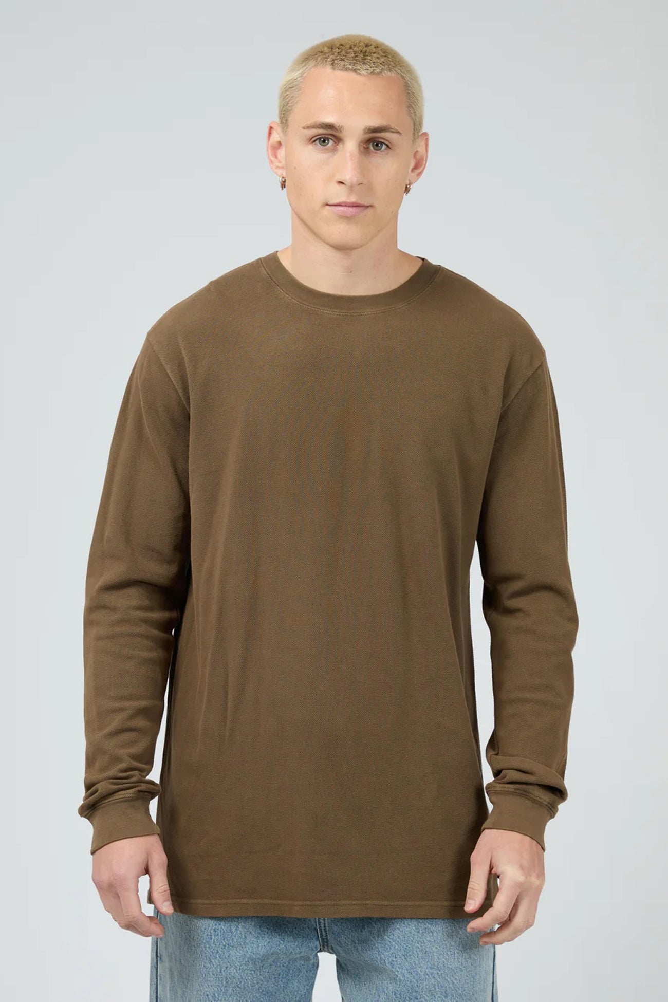 Pique Long Sleeve Tee Khaki