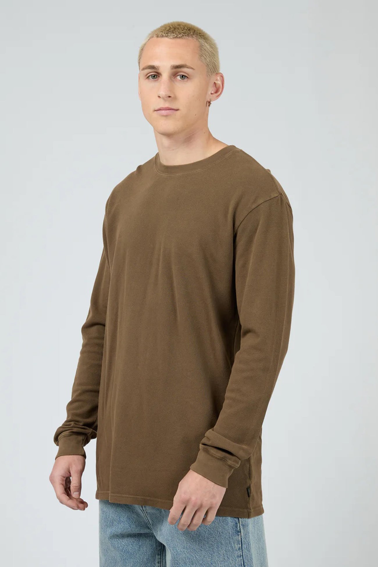 Pique Long Sleeve Tee Khaki