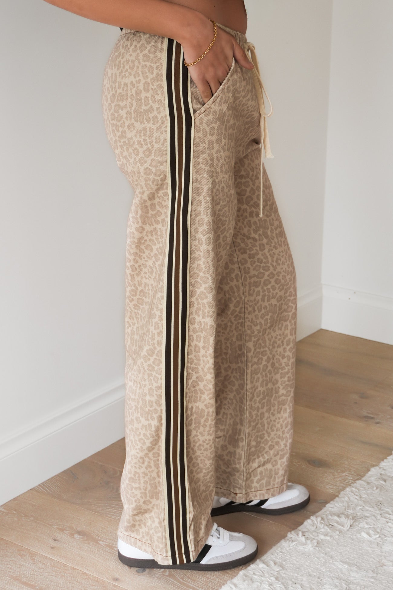 Portland Denim Pant Beige Leopard