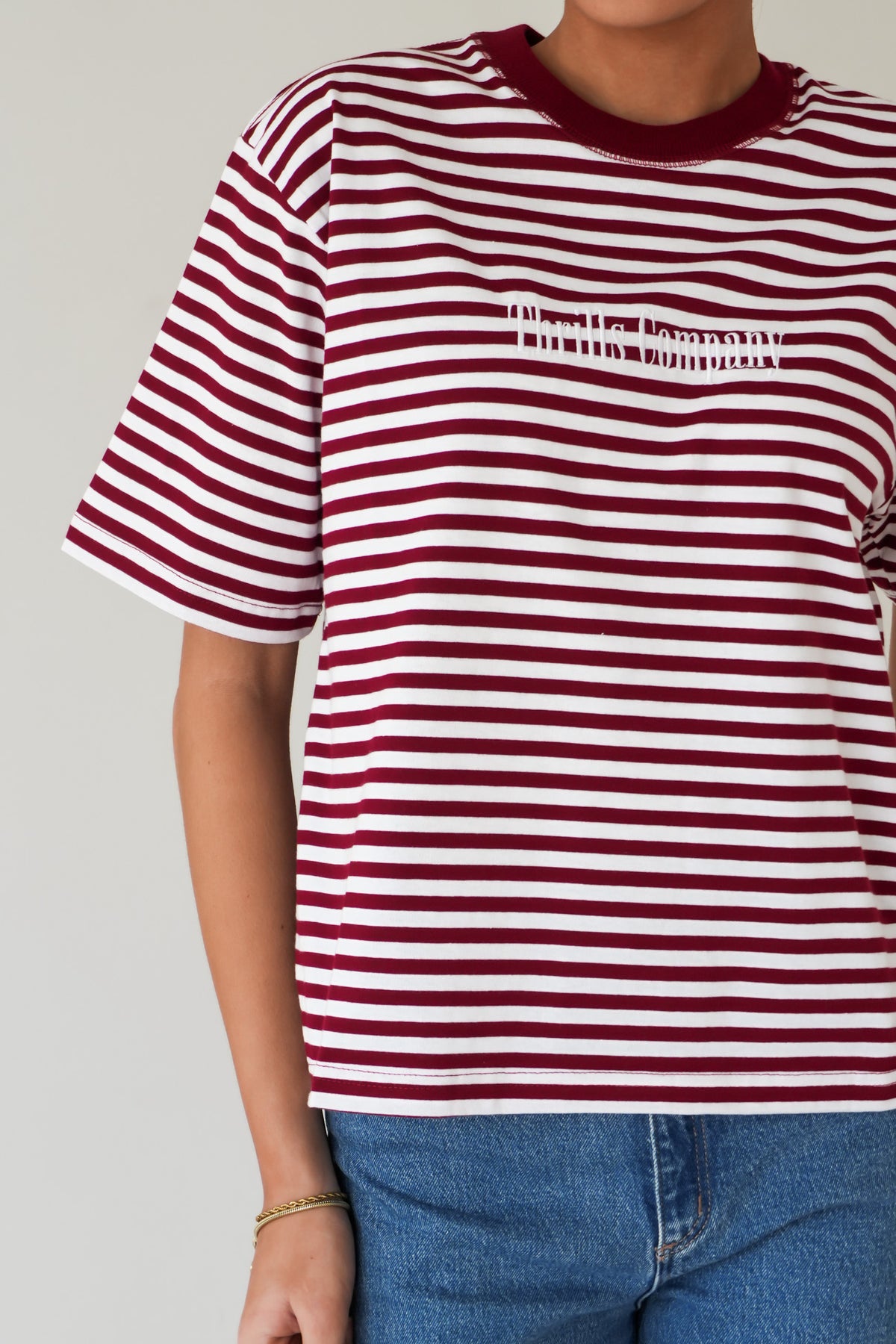 Primitive Stripe Square Tee Sour Cherry Stripe