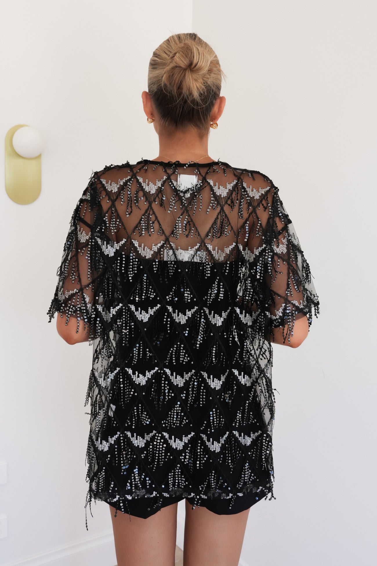 Raven Sequin Tee Black