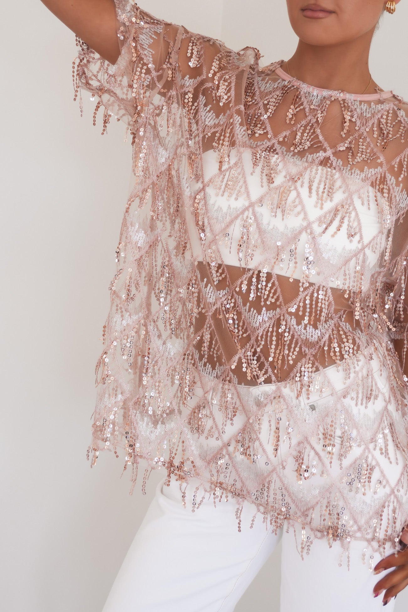 Raven Sequin Tee Pink