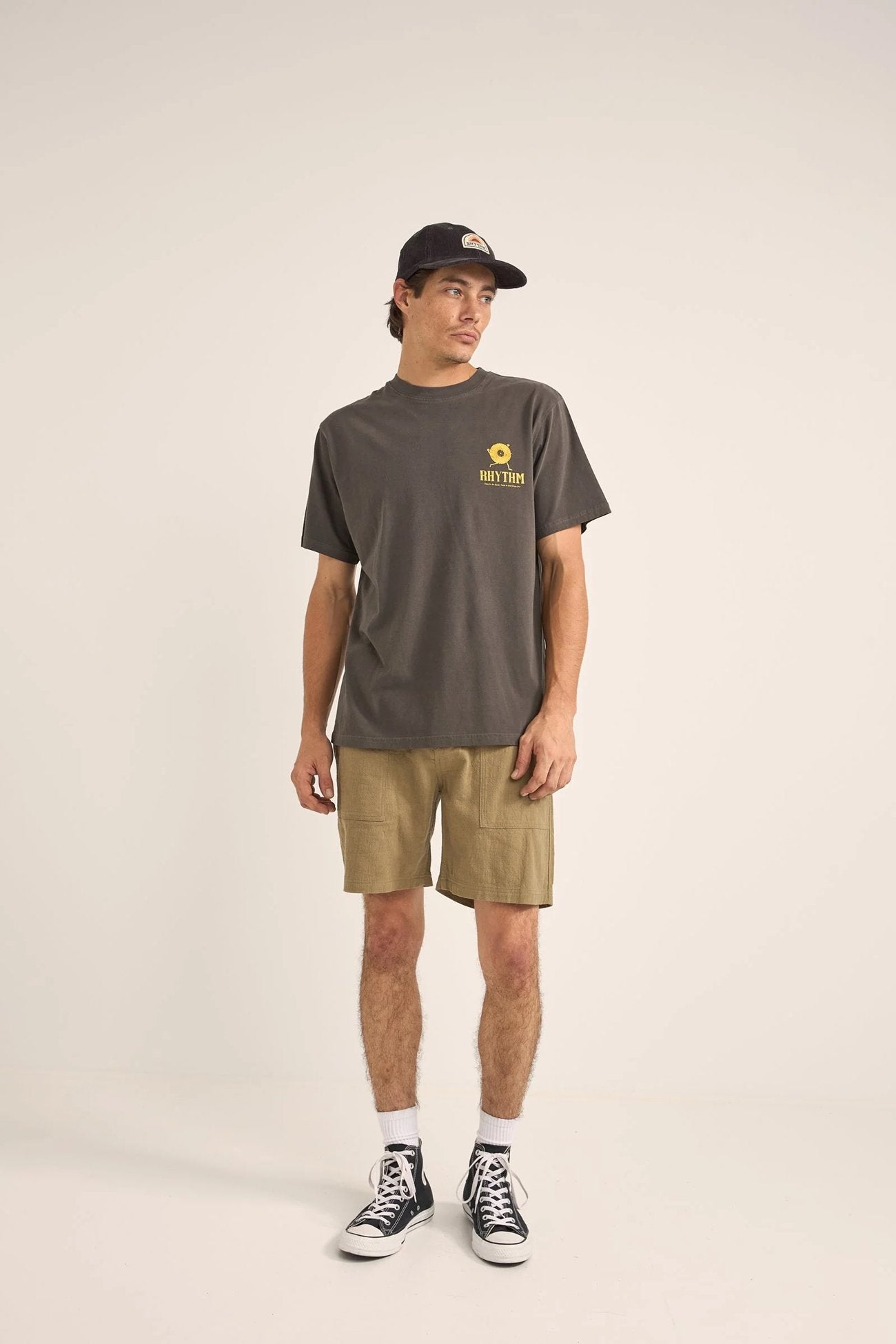 Record Vintage Short Sleeve T-Shirt Vintage Black