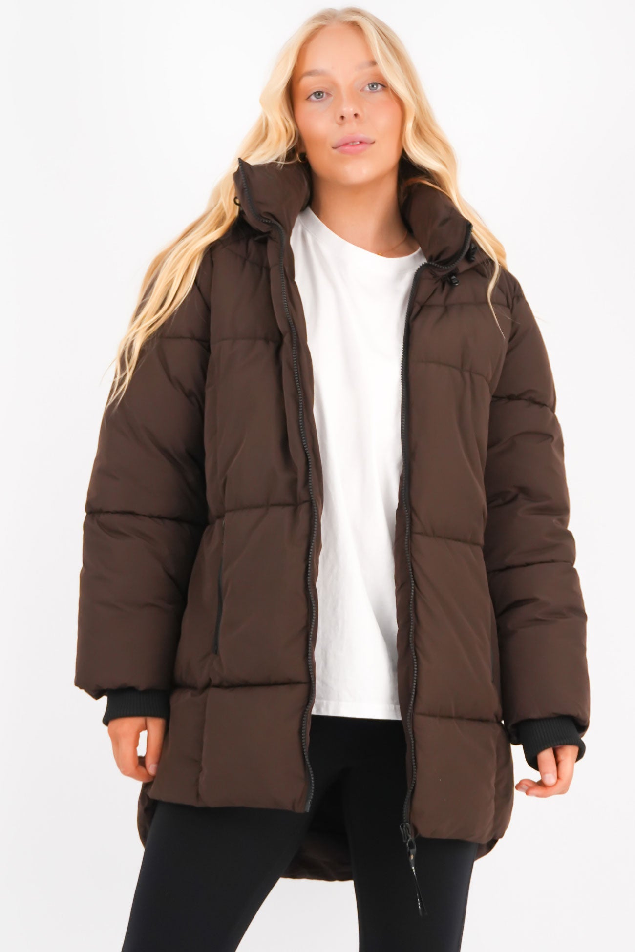 Remi Luxe Midi Puffer Brown