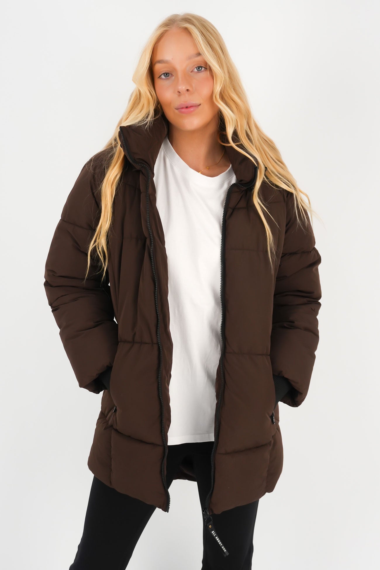 Remi Luxe Midi Puffer Brown