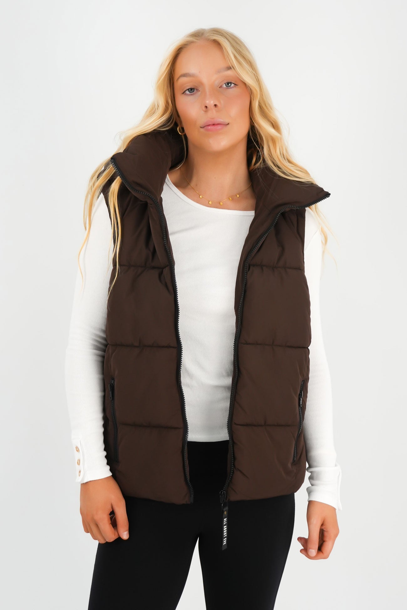 Remi Luxe Puffer Vest Brown
