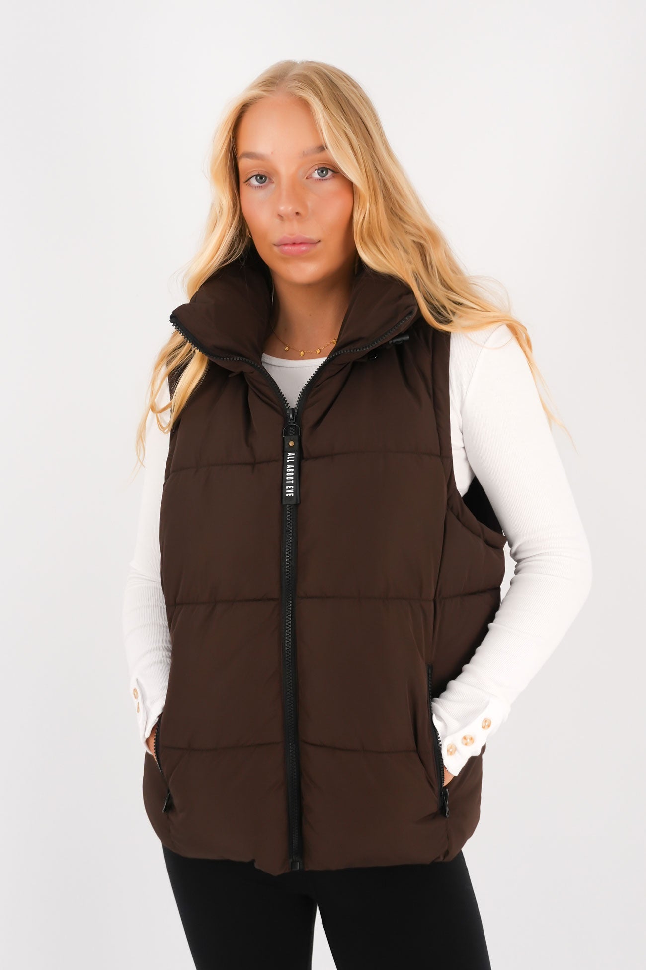 Remi Luxe Puffer Vest Brown