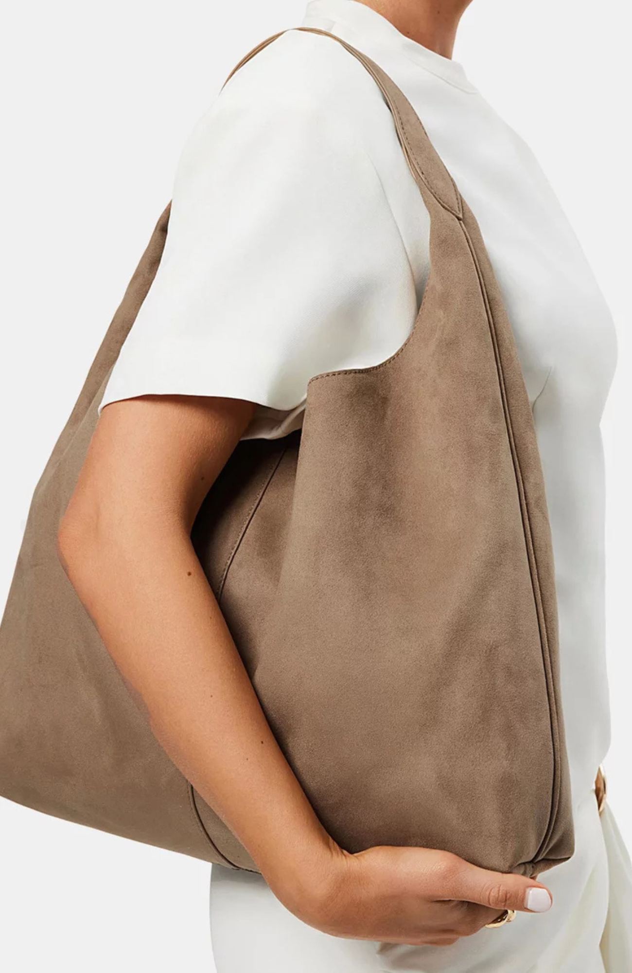 Remi Shoulder Bag Stone Suede