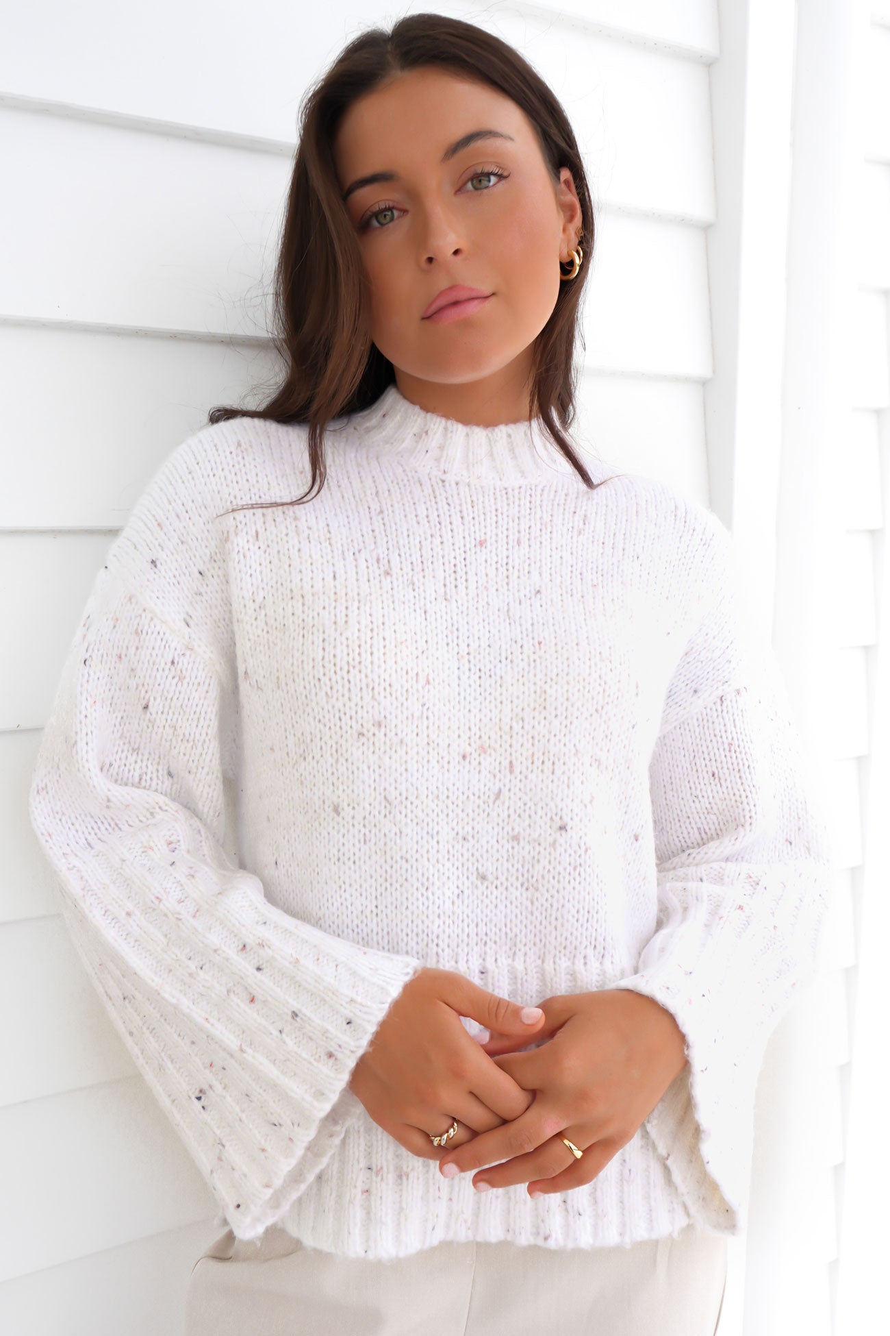 Revie Speckle Knit Beige fe4