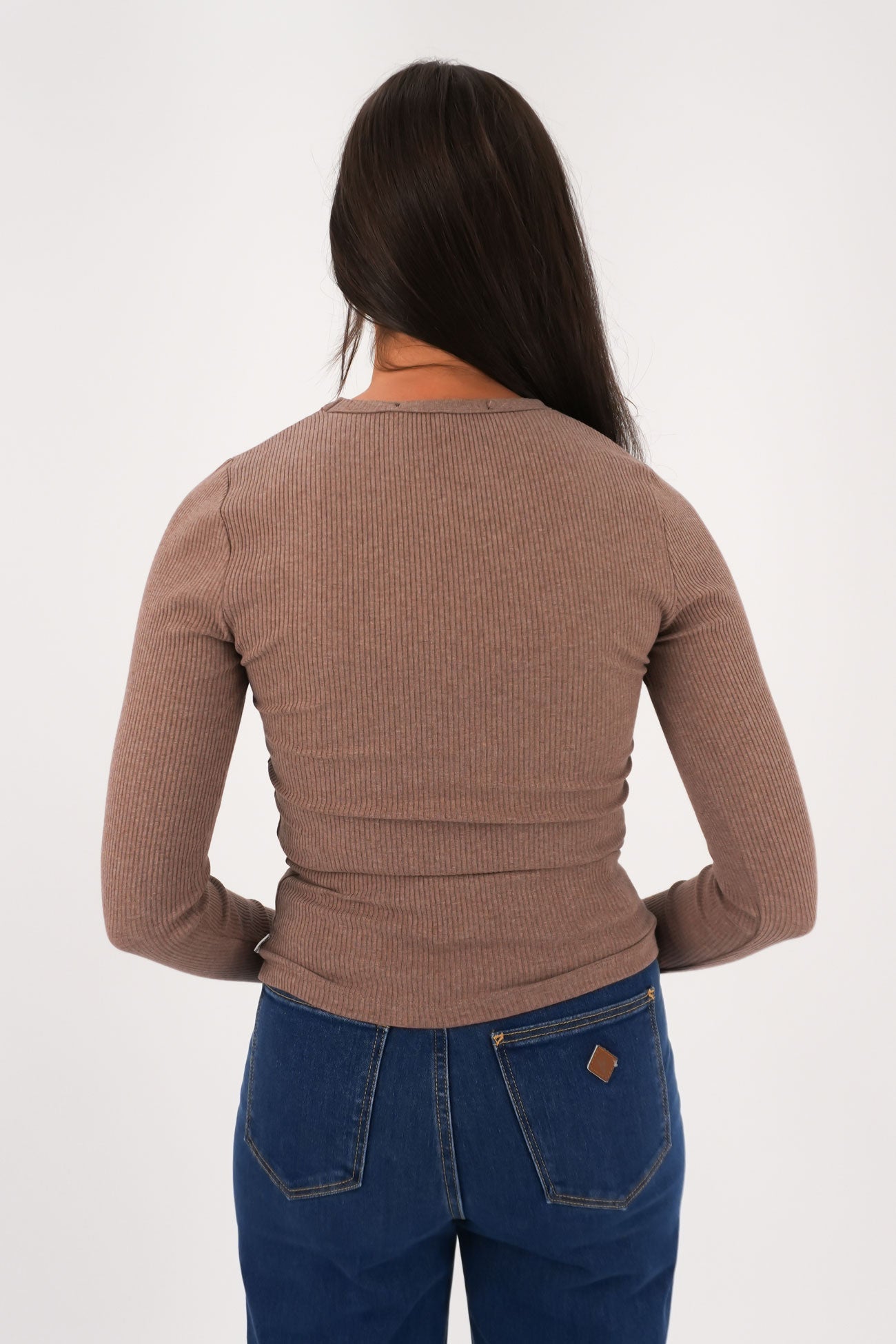 Rib Long Sleeve Tee Brown