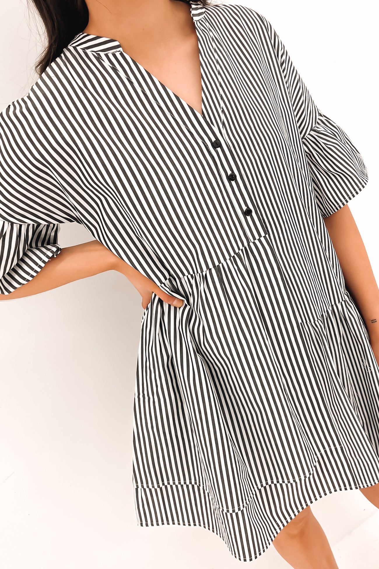 Rochelle Mini Dress Black Stripe