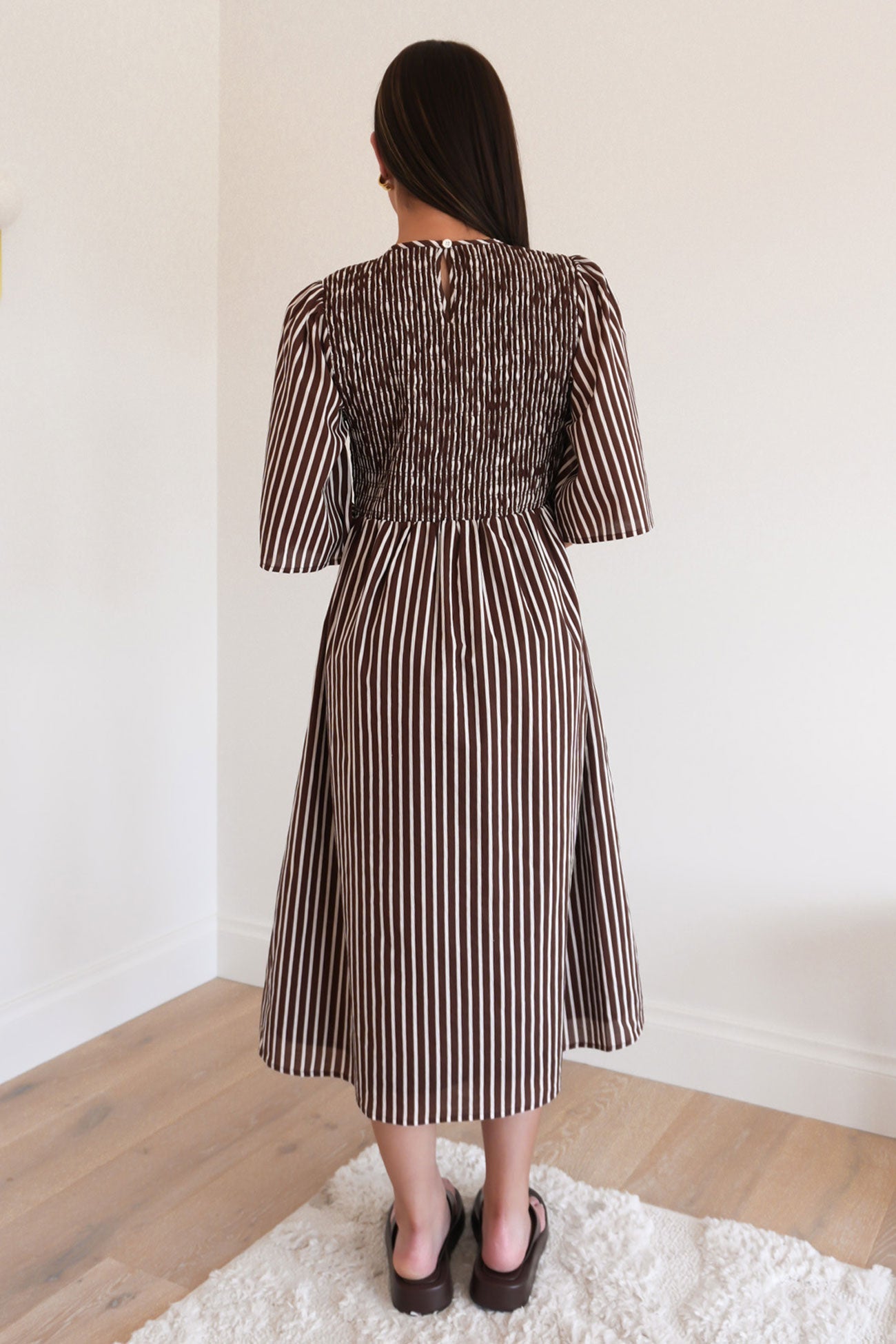 Roni Midi Dress Chocolate Stripe