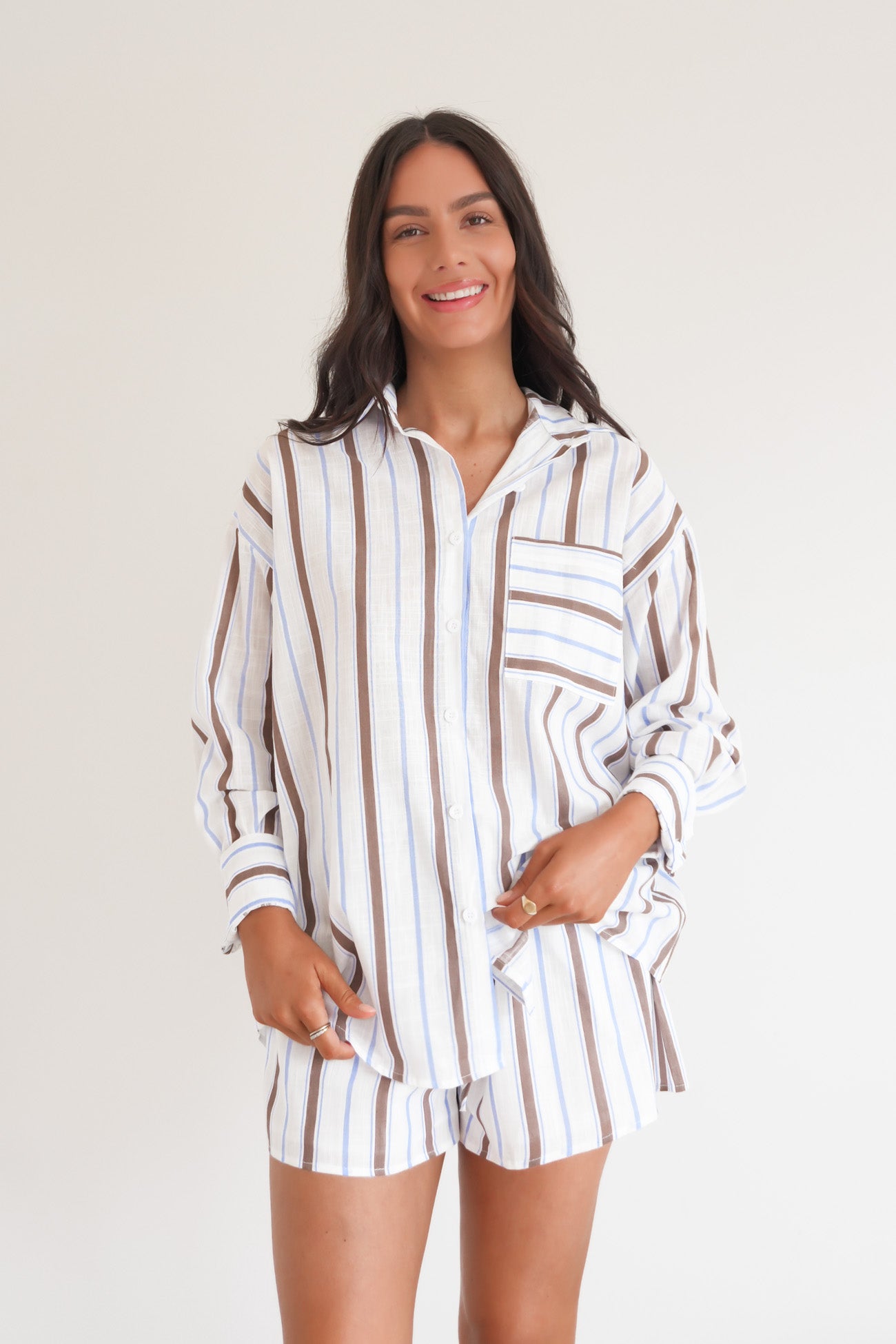 Rossa Set Chocolate Blue Stripe