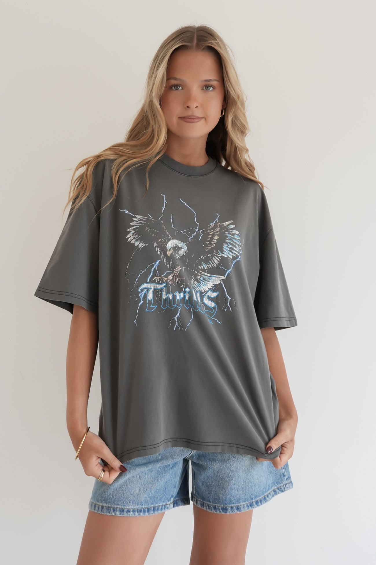 Run For The Hills Oversized Tee Merch Black