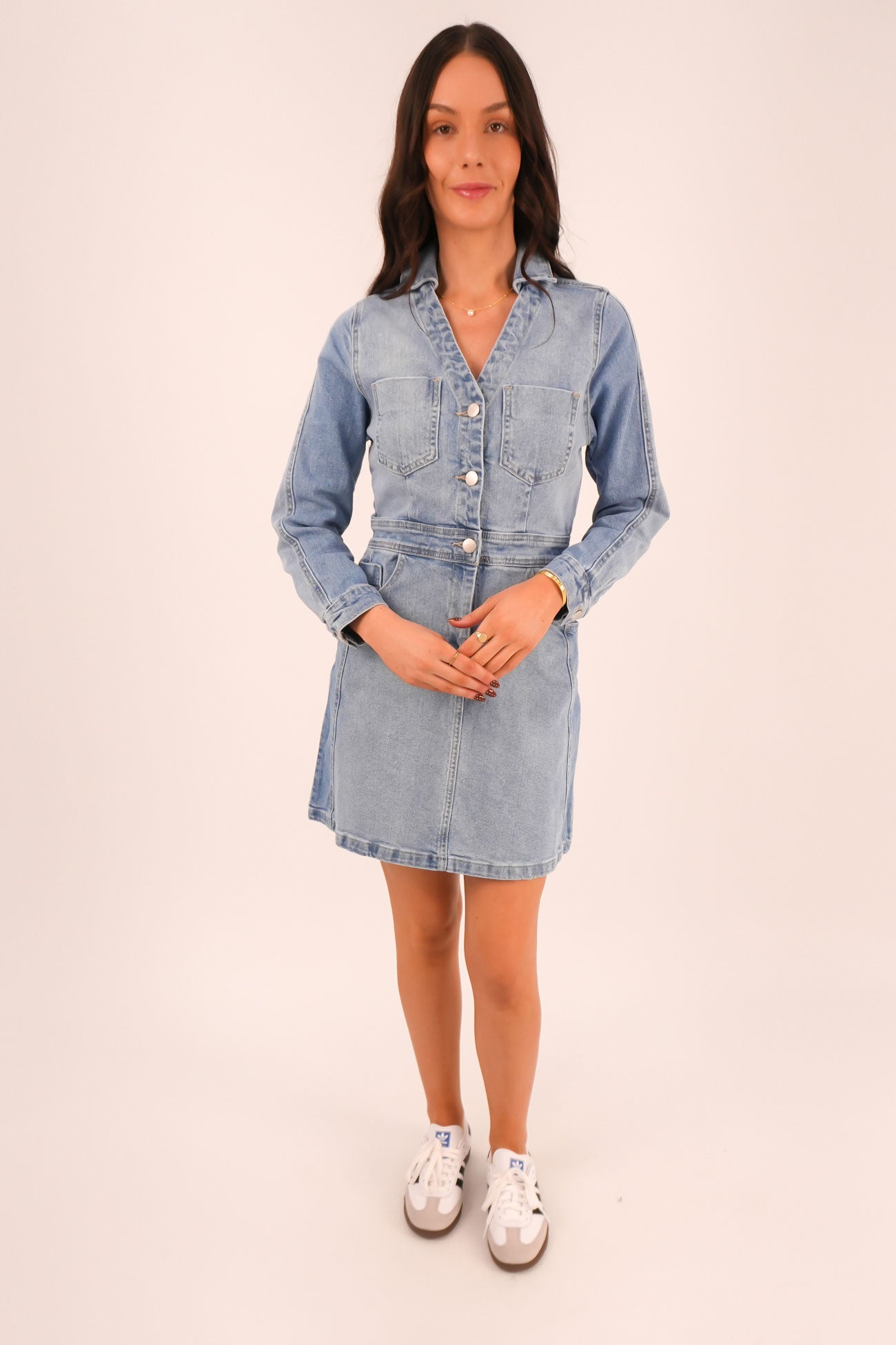 Rylie Dress Mixed Denim