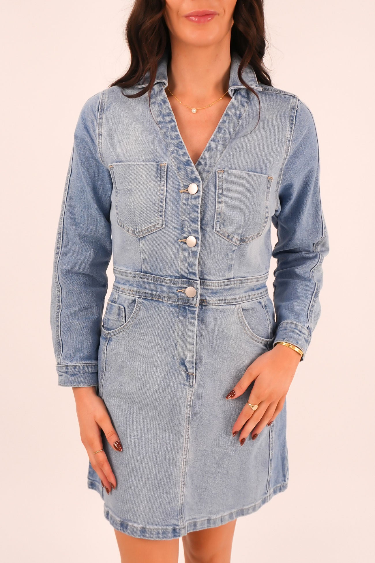 Rylie Dress Mixed Denim