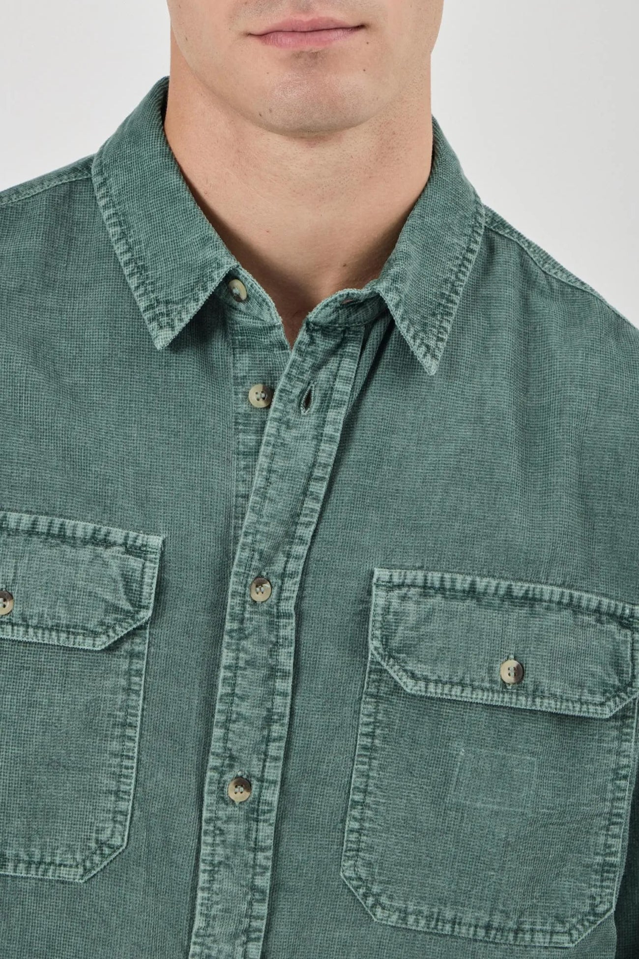 Grid Cord Long Sleeve Shirt Pine