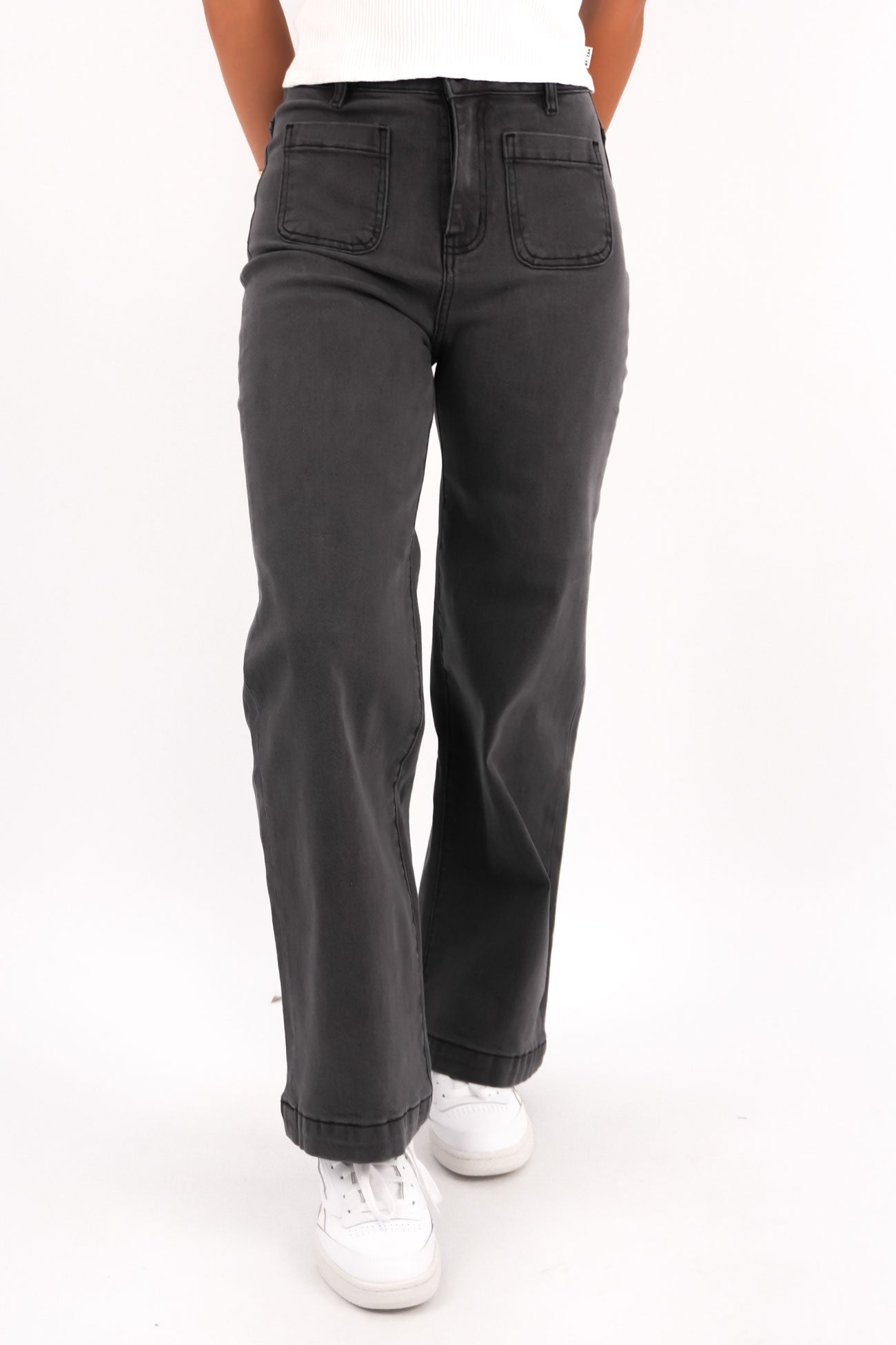 Sarah Wide Leg Jean Washed Black