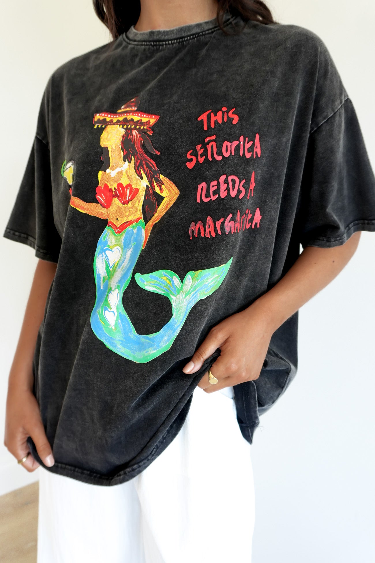 Senorita Tee Black Acid Wash