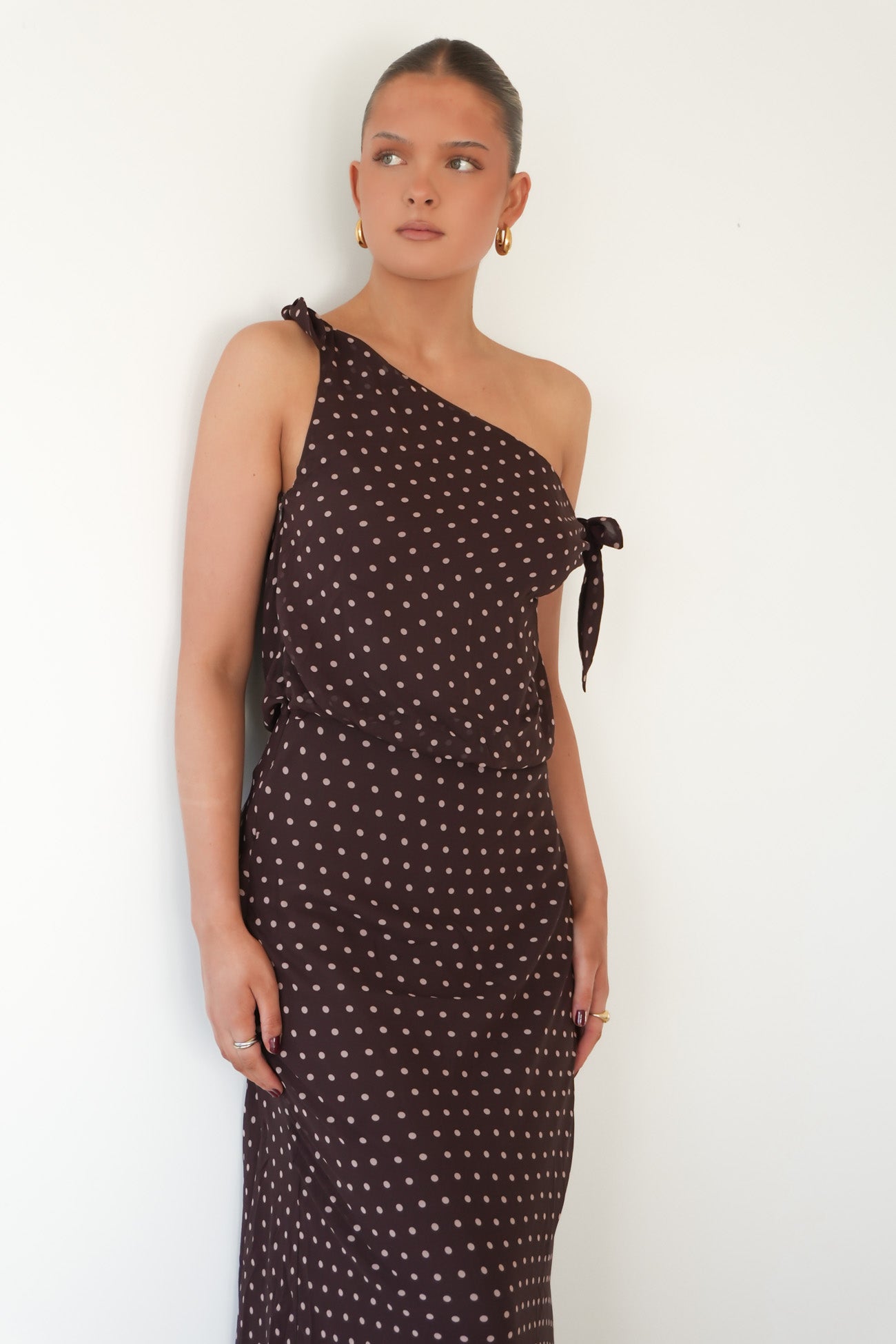 Shanice Maxi Dress Brown Polka Dot