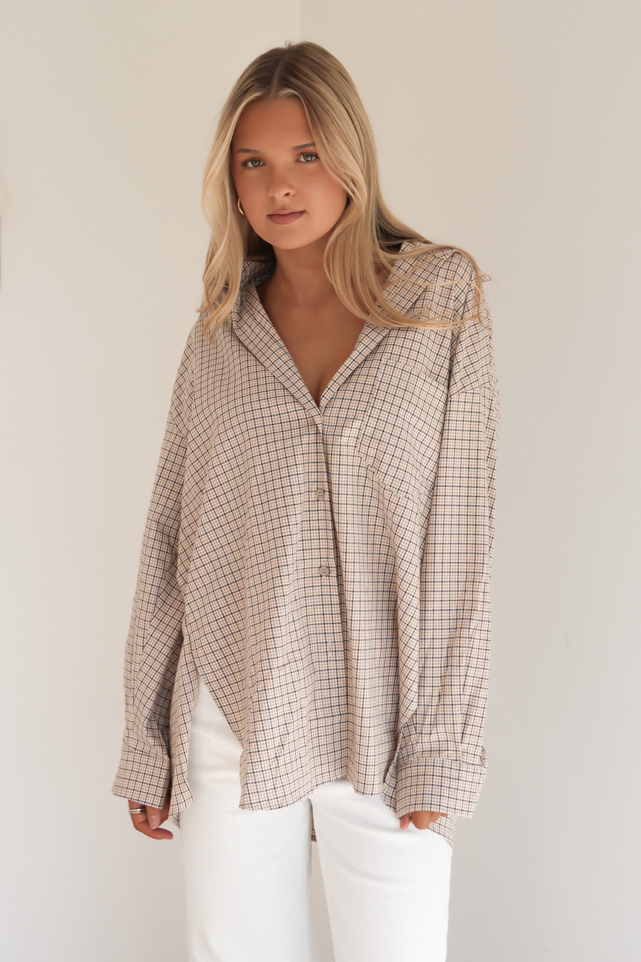 Sharnah Shirt Beige Check