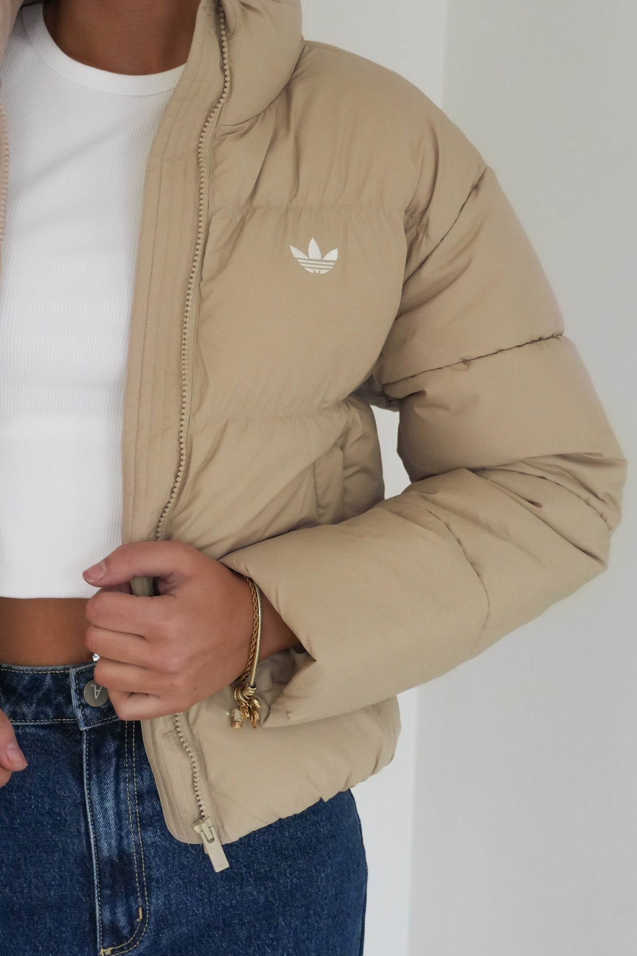 Short Padded Jacket Khaki Three