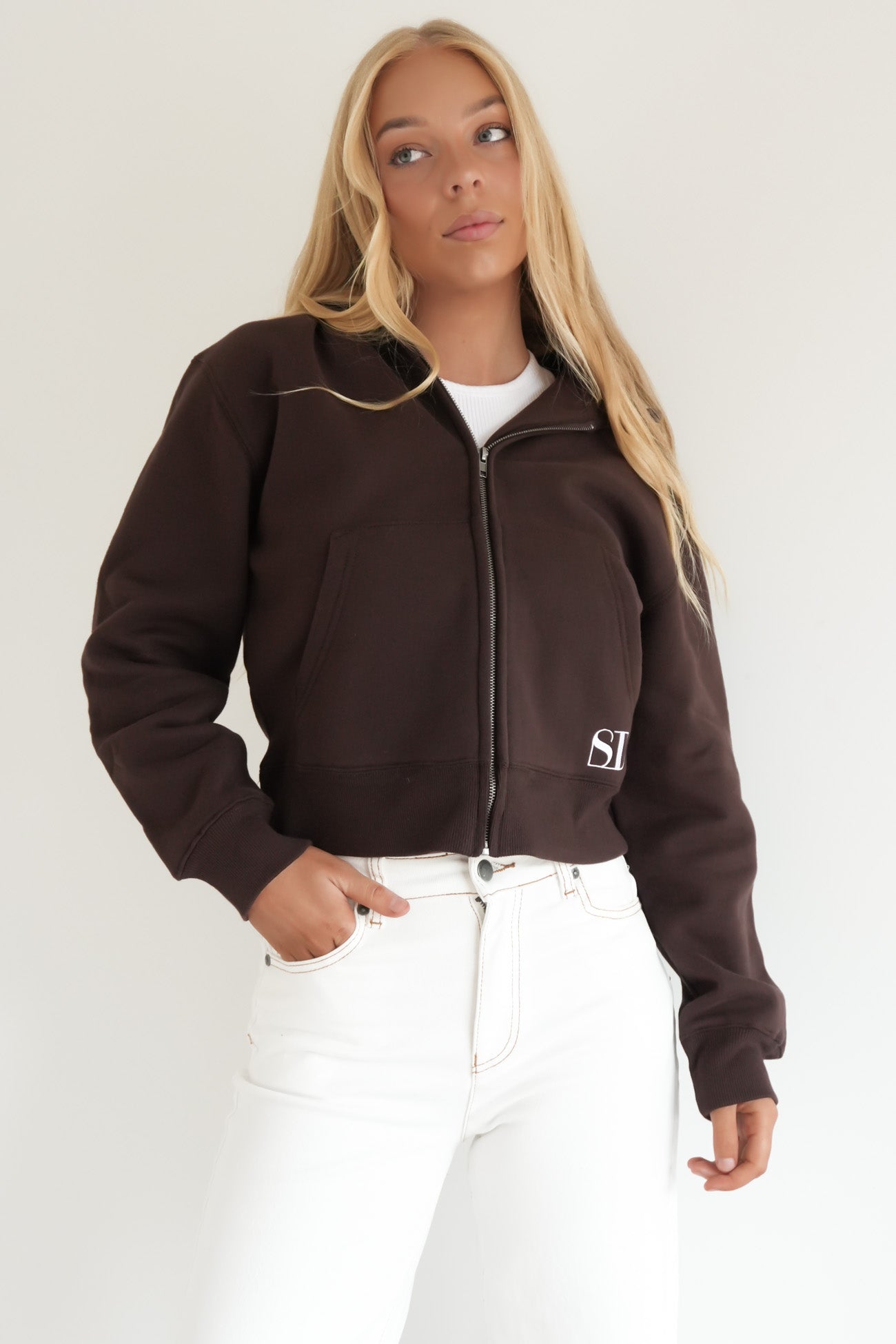 Silent Luxe Zip Thru Hoodie Chocolate
