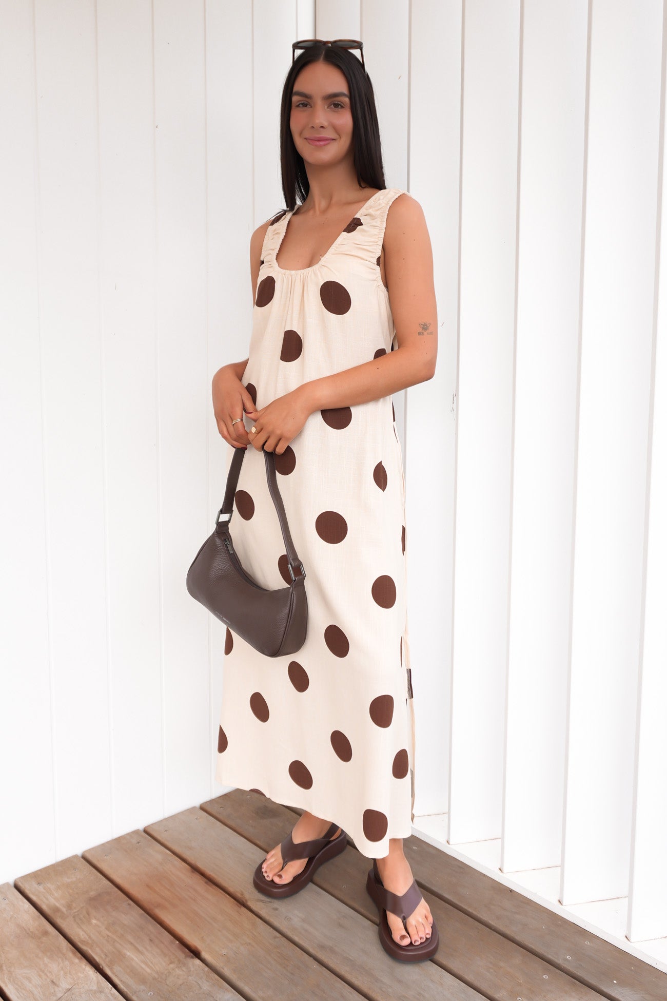 Jaymi Midi Dress Cream Polka Dot
