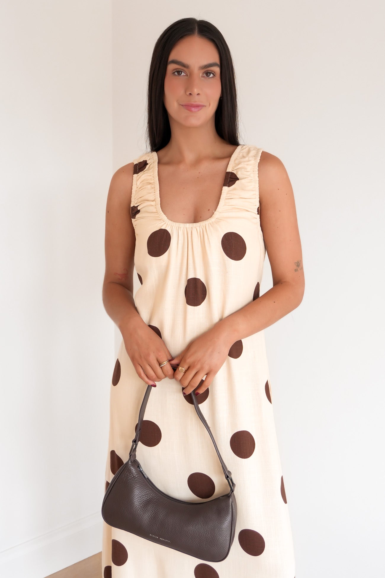 Jaymi Midi Dress Cream Polka Dot