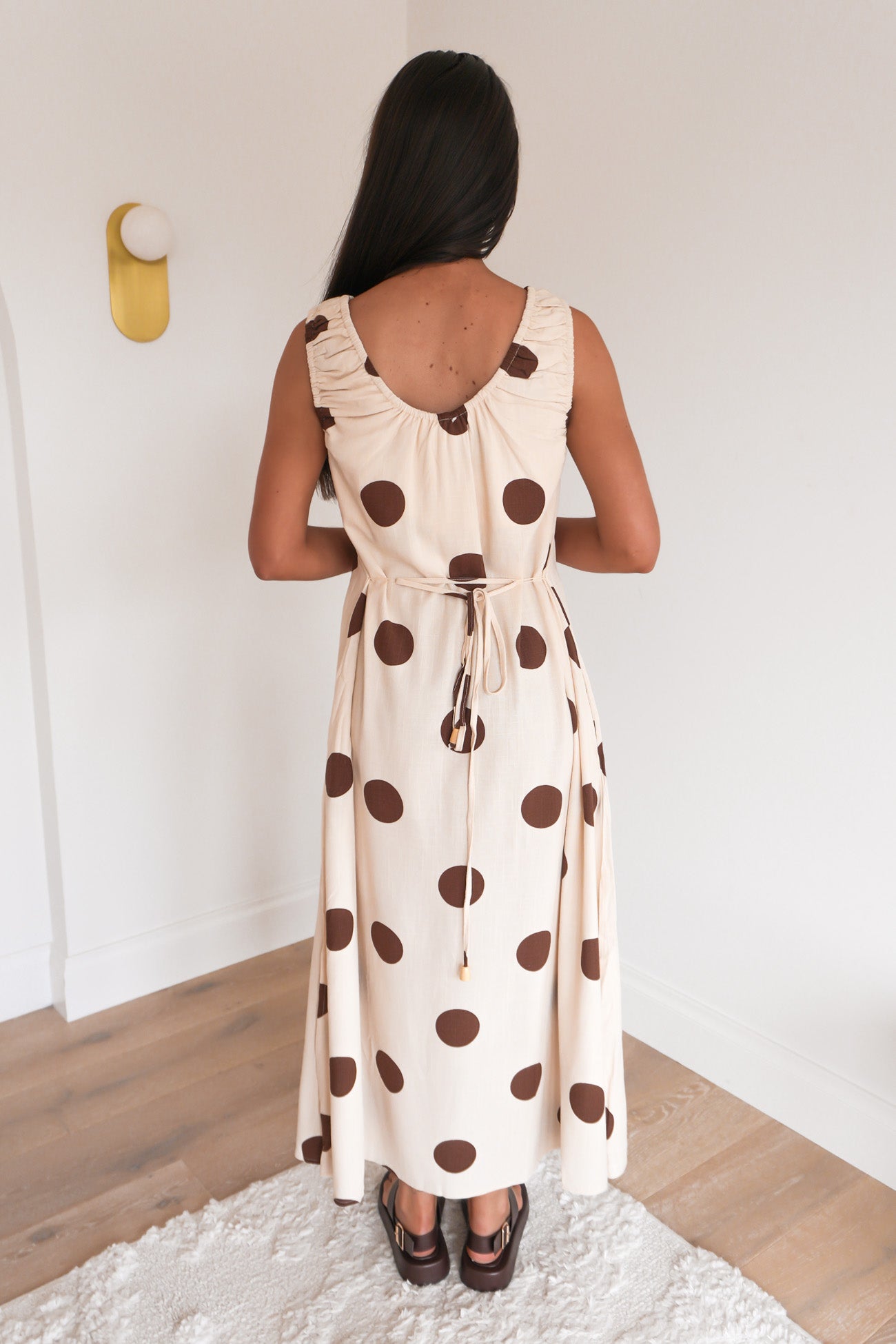 Jaymi Midi Dress Cream Polka Dot