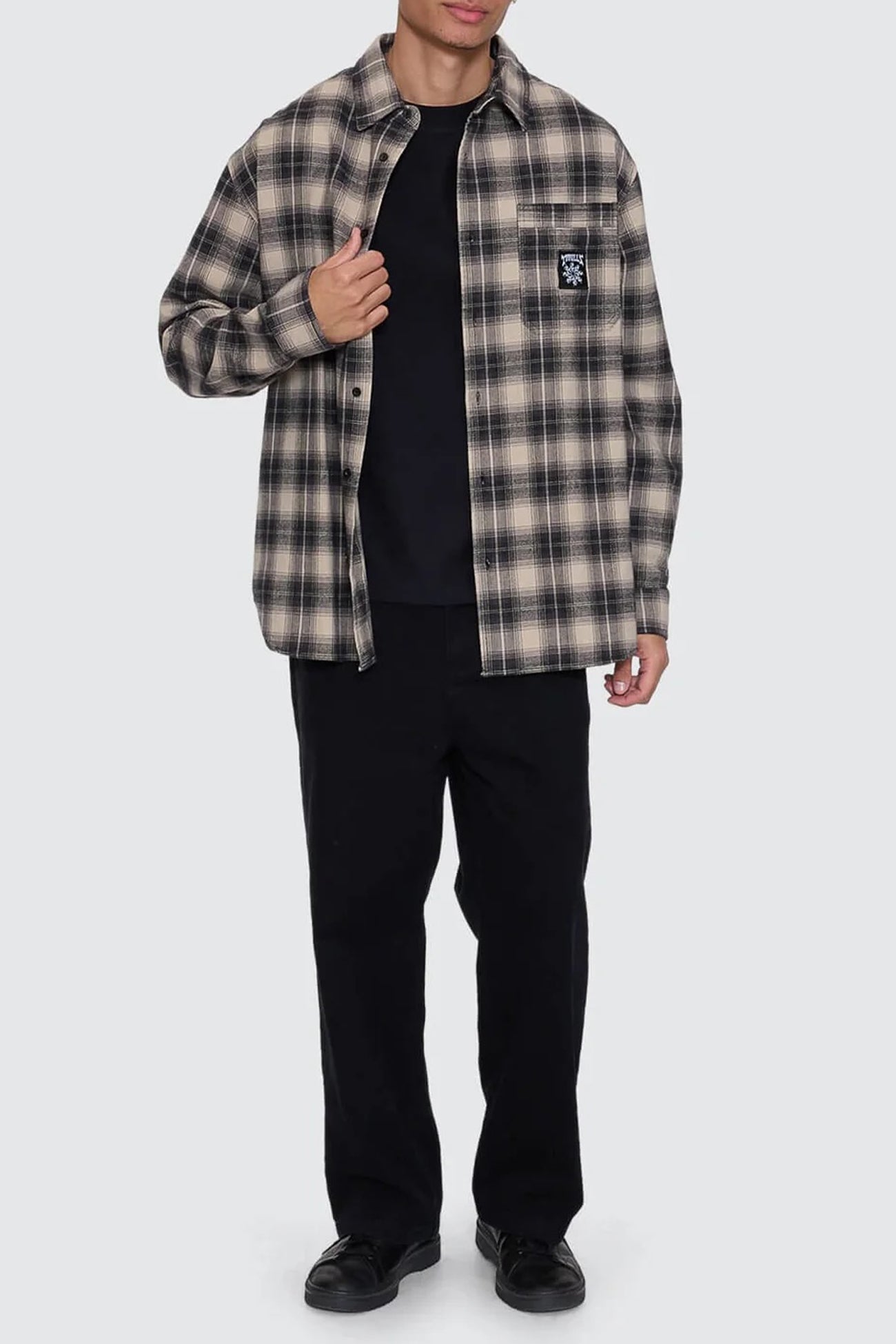 Stagger Barrio Long Sleeve Flannel Shirt Black