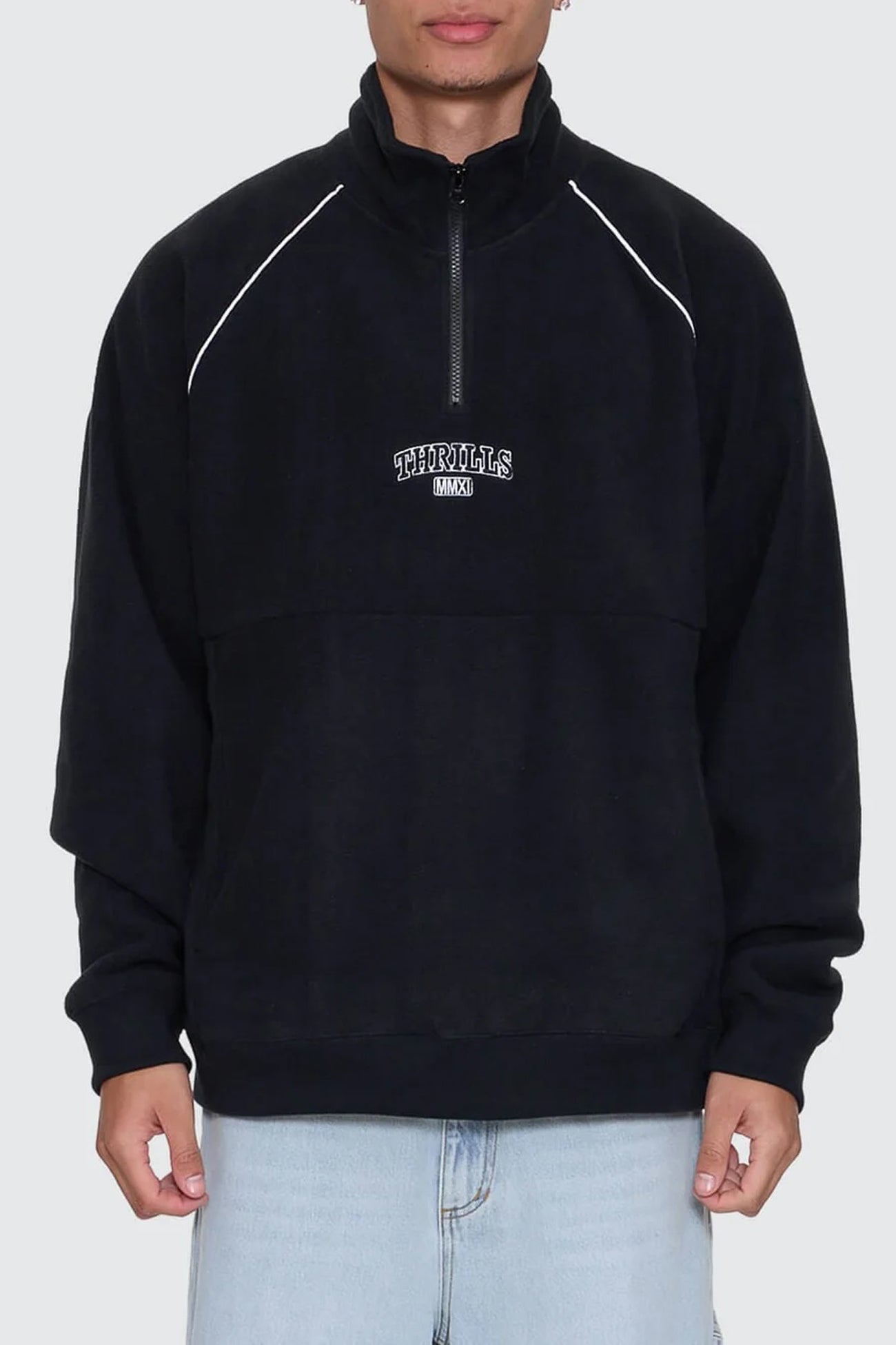 Thrill Of Victory Raglan Quarter Zip Polar Fleece Faded Black