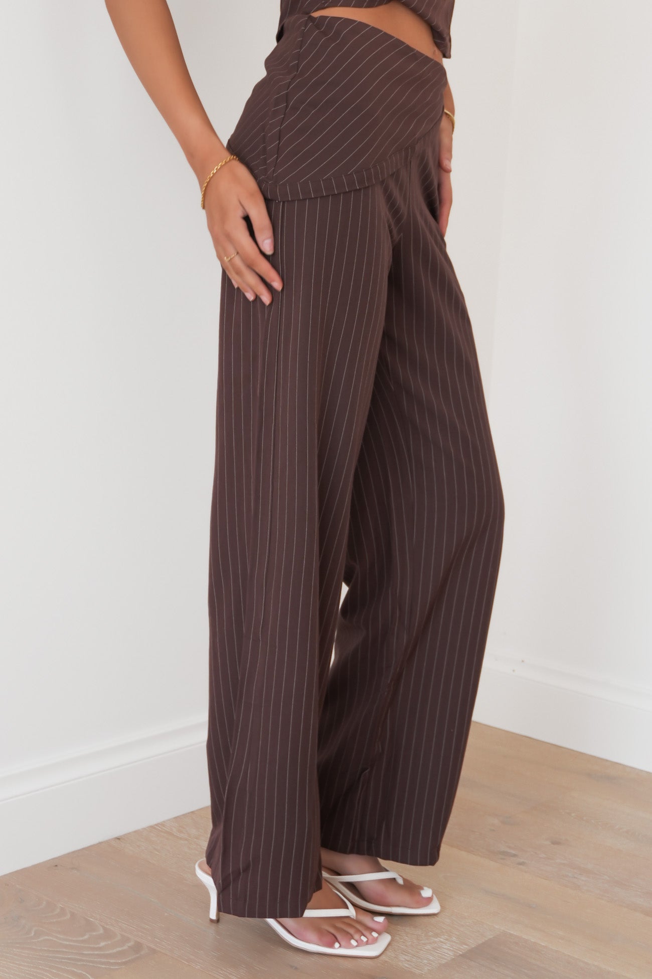 Tacita Pant Chocolate Pinstripe