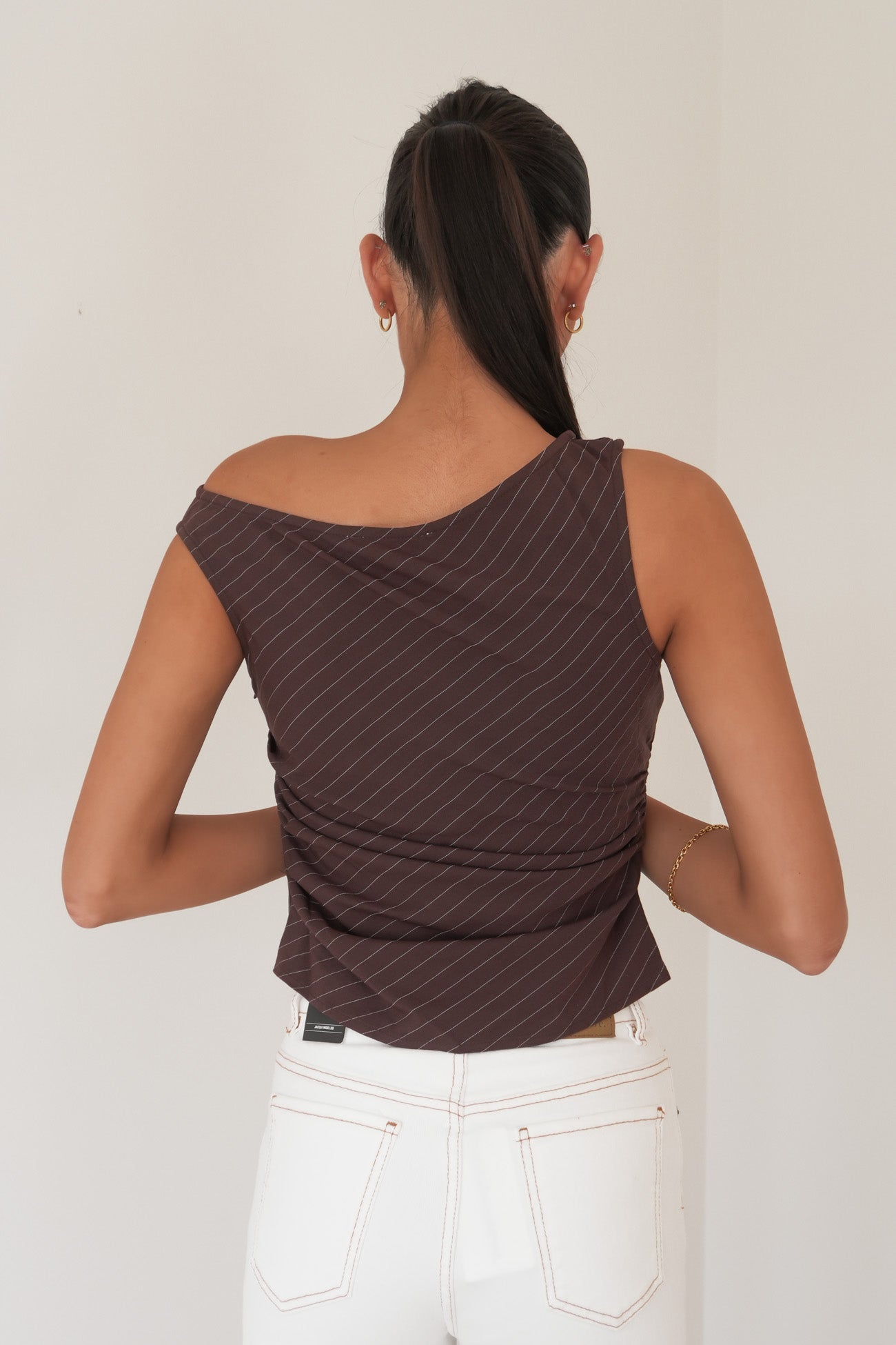 Tacita Top Chocolate Pinstripe